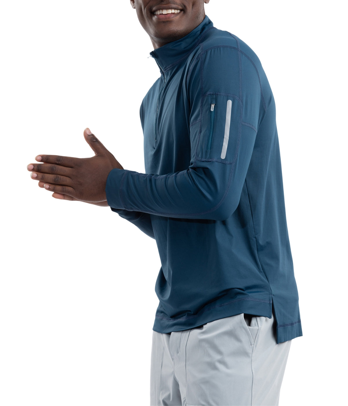  BloqUV BloqUV Men's UPF 50+ Sun Protection Long Sleeve Mock Zip Top - Midnight Blue - Bonton