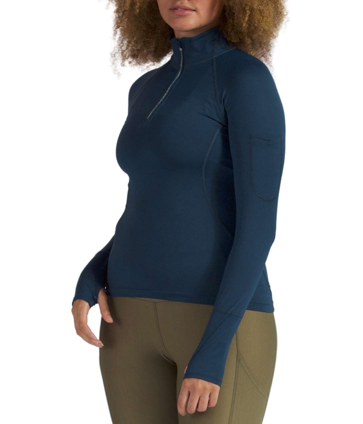  BloqUV BloqUV Women's UPF 50+ Sun Protection Mock Neck Quarter Zip Top - Midnight Blue - Bonton