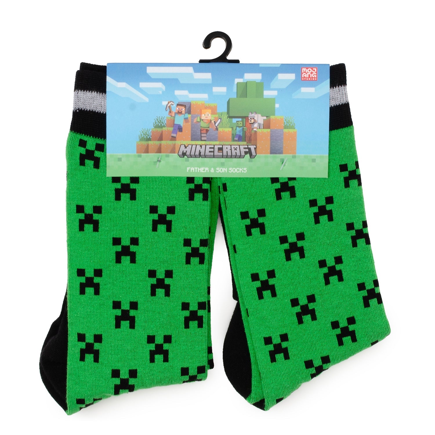  Cufflinks Minecraft Creeper Green Father/Son Sock Set - Default Title - Bonton