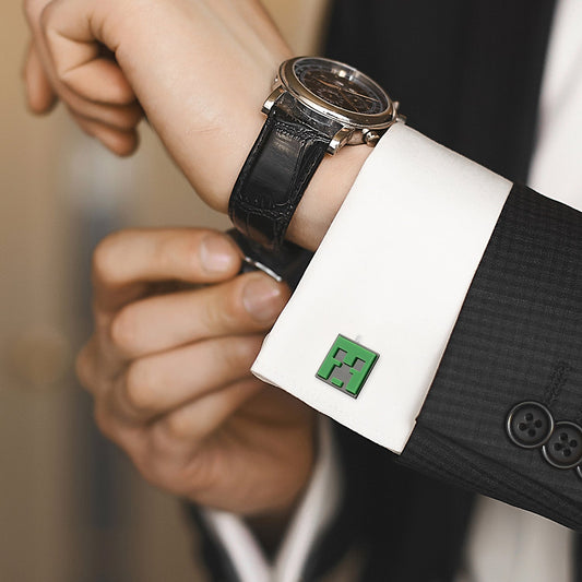 Minecraft Creeper Gunmetal Cufflinks