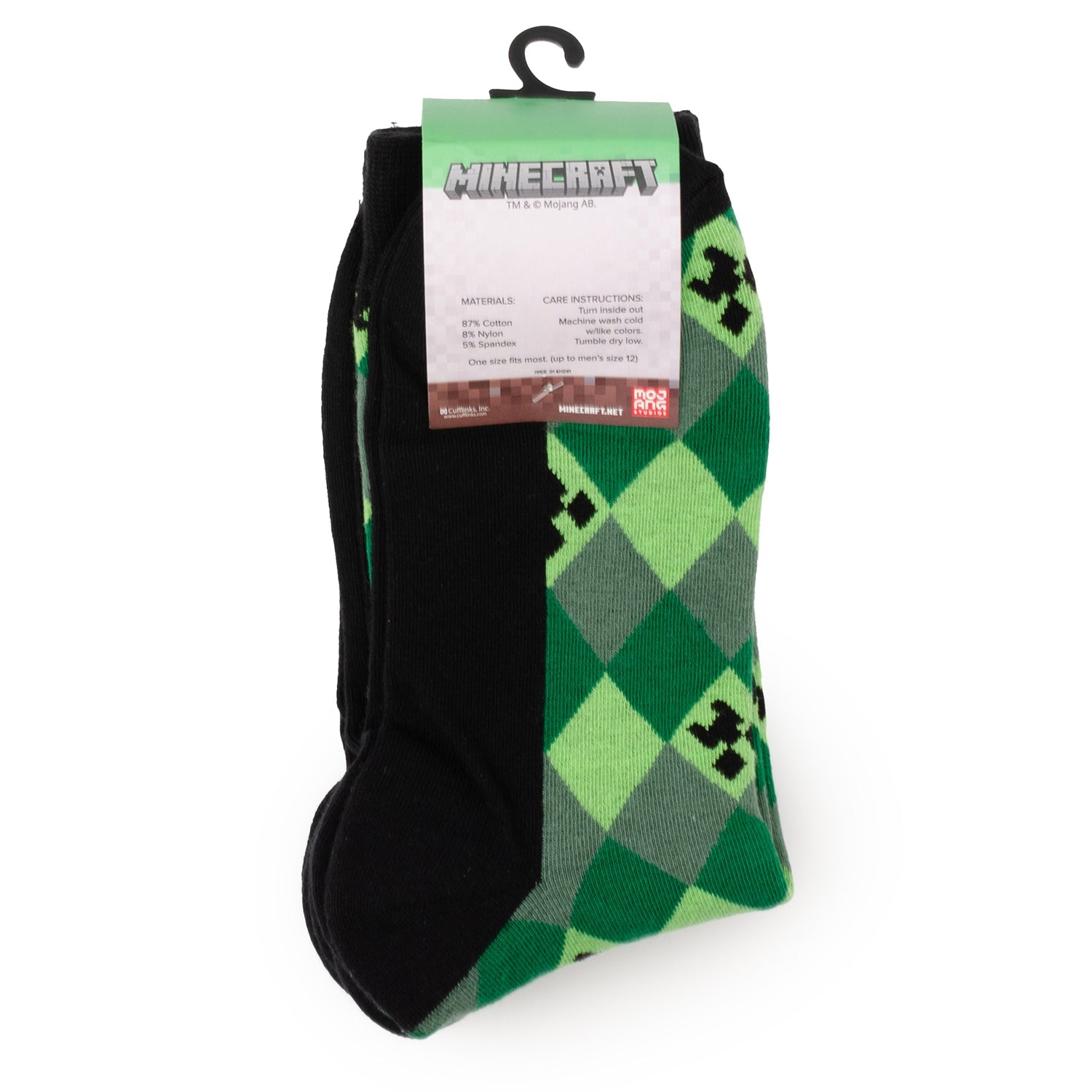  Cufflinks Minecraft Creeper Men's Sock Set - Default Title - Bonton