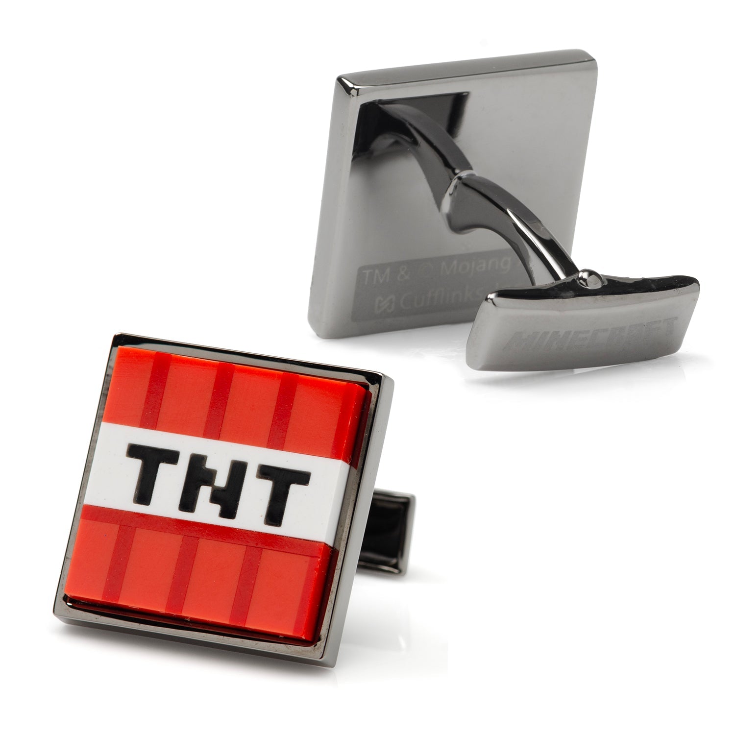  Cufflinks Minecraft Creeper and TNT Gunmetal Cufflinks - Default Title - Bonton