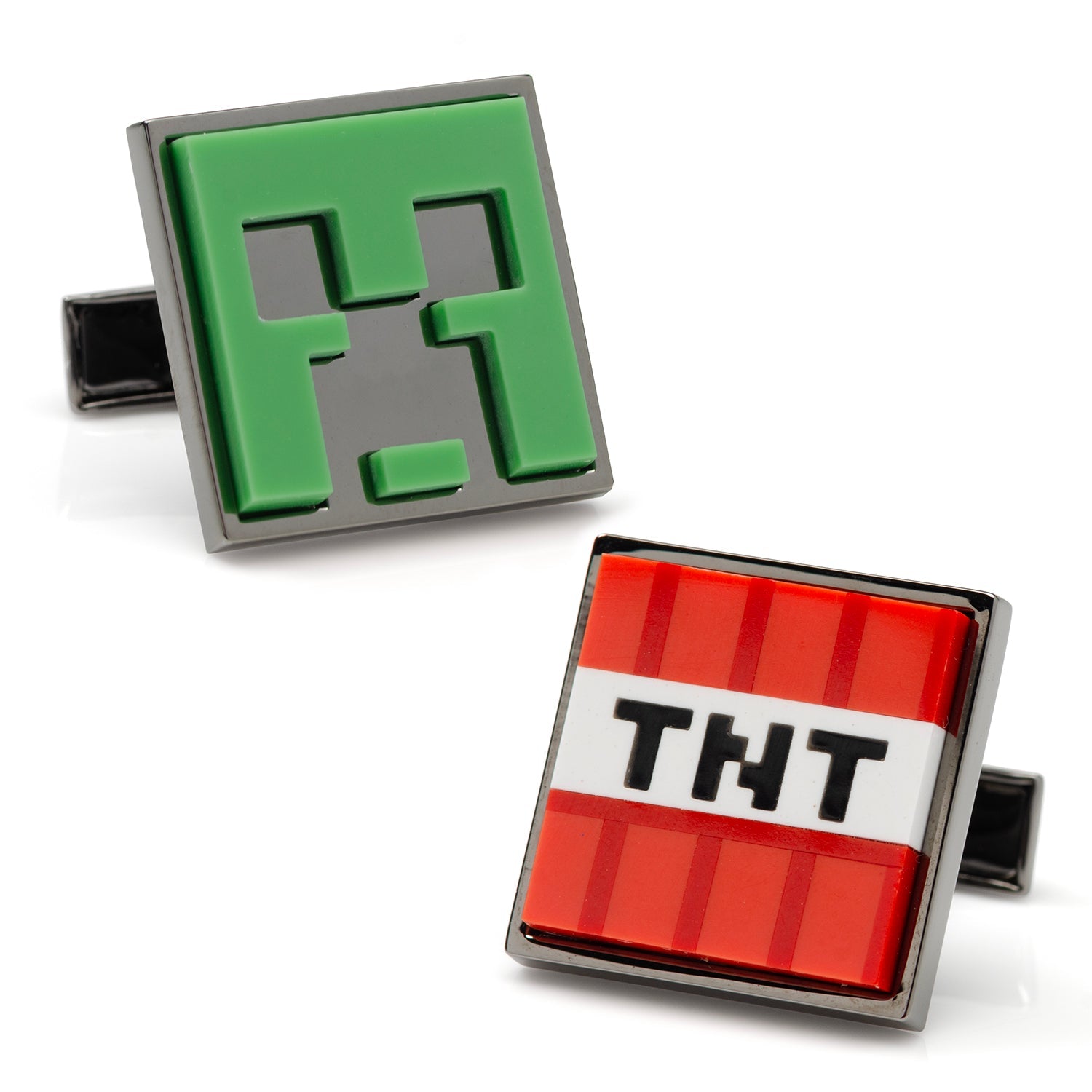  Cufflinks Minecraft Creeper and TNT Gunmetal Cufflinks - Default Title - Bonton