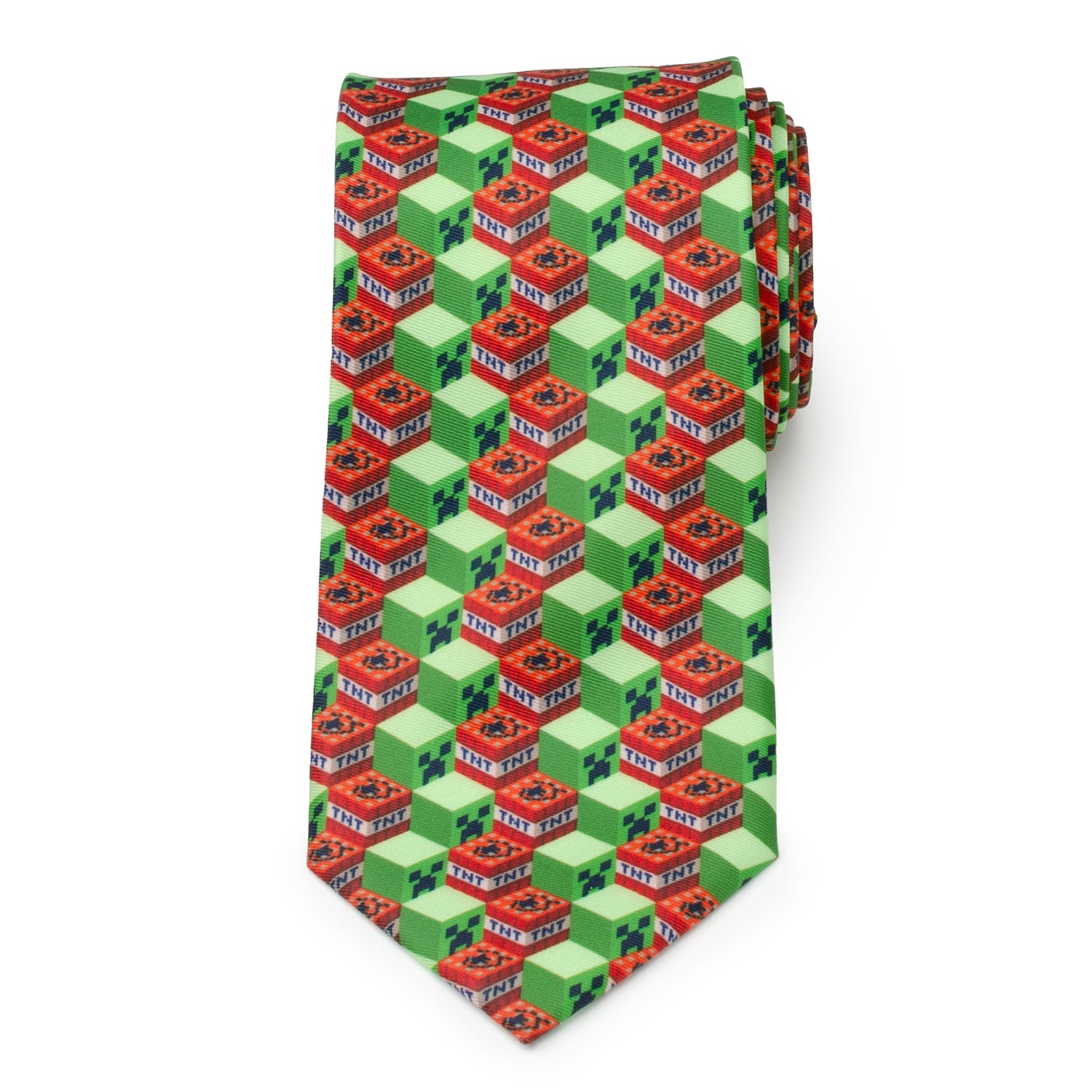  Cufflinks Minecraft Creeper TNT Isometric Green Men's Tie - Default Title - Bonton