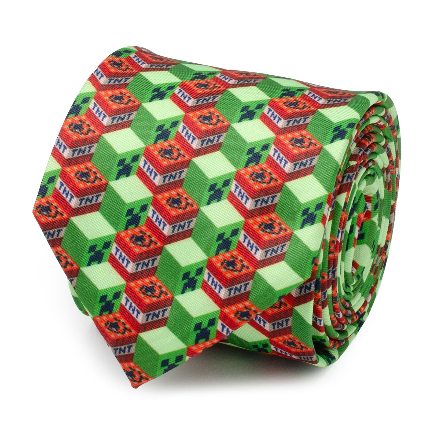  Cufflinks Minecraft Creeper TNT Isometric Green Men's Tie - Default Title - Bonton