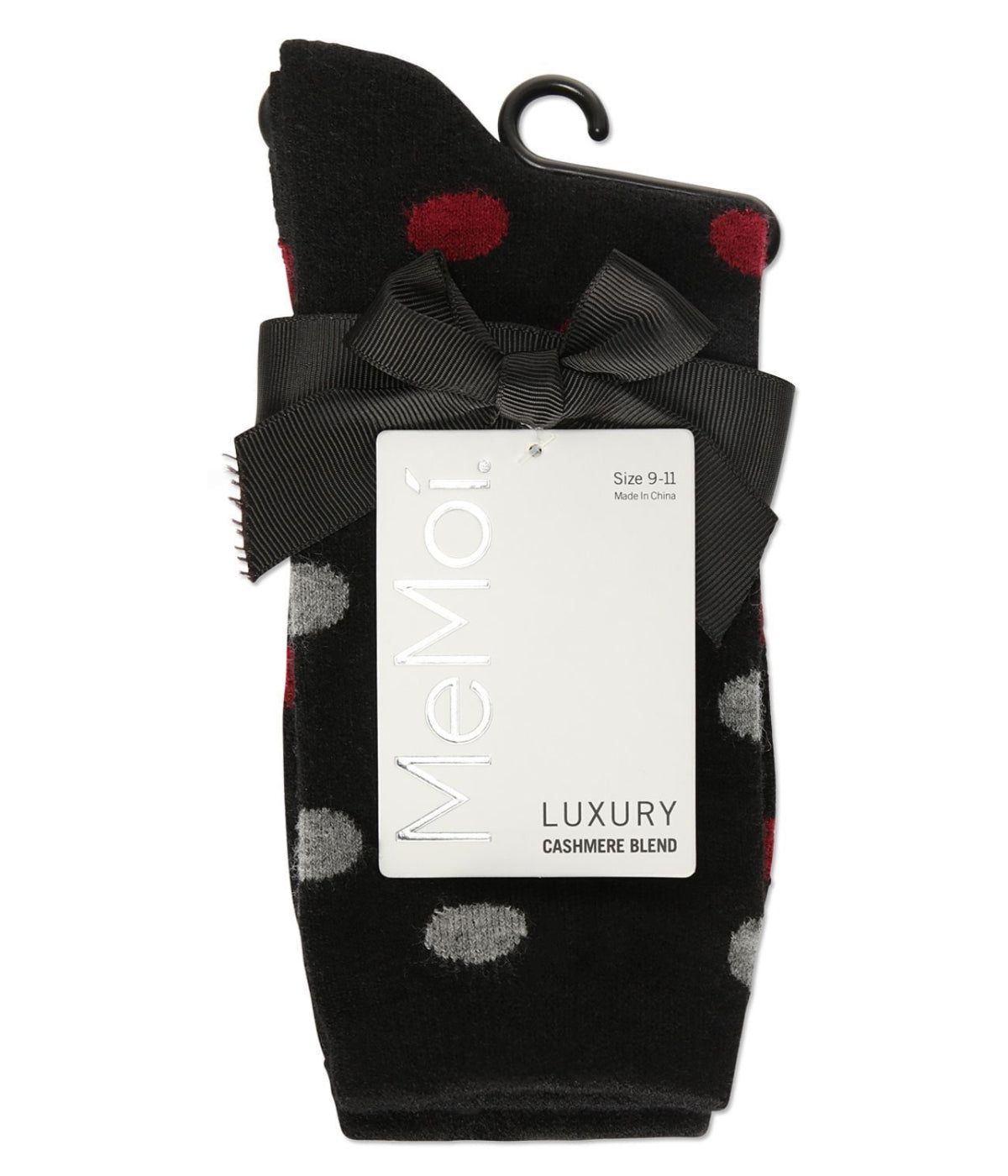 Women's Spotted Cashmere Crew Sock Black