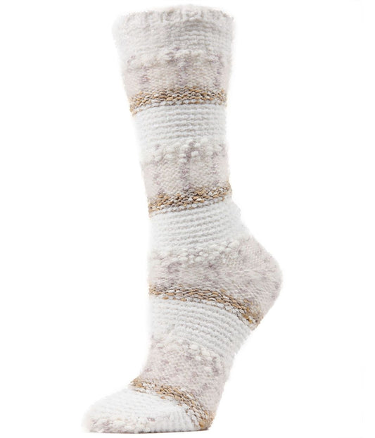 Textured Multi-Yarn Non-Skid Crew Sock Ivory