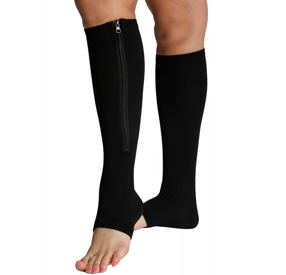  InstantFigure InstantRecoveryMD Unisex Compression Knee High Open Toe Socks MD402 - Black - Bonton