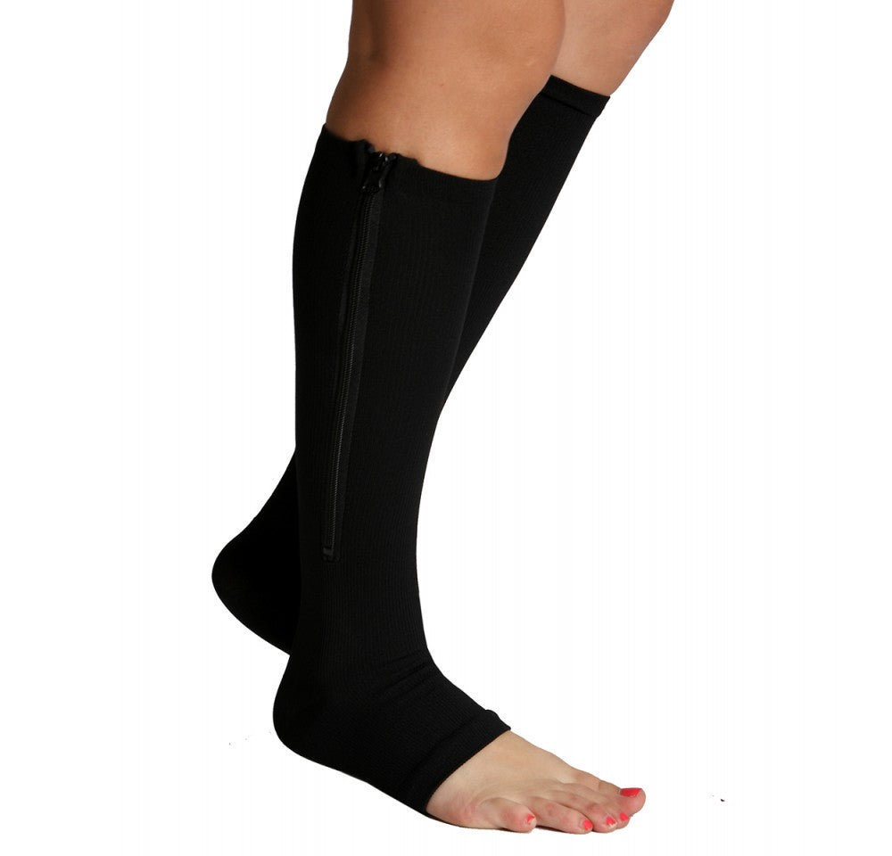  InstantFigure InstantRecoveryMD Unisex Compression Knee High Open Toe Socks MD402 - Black - Bonton
