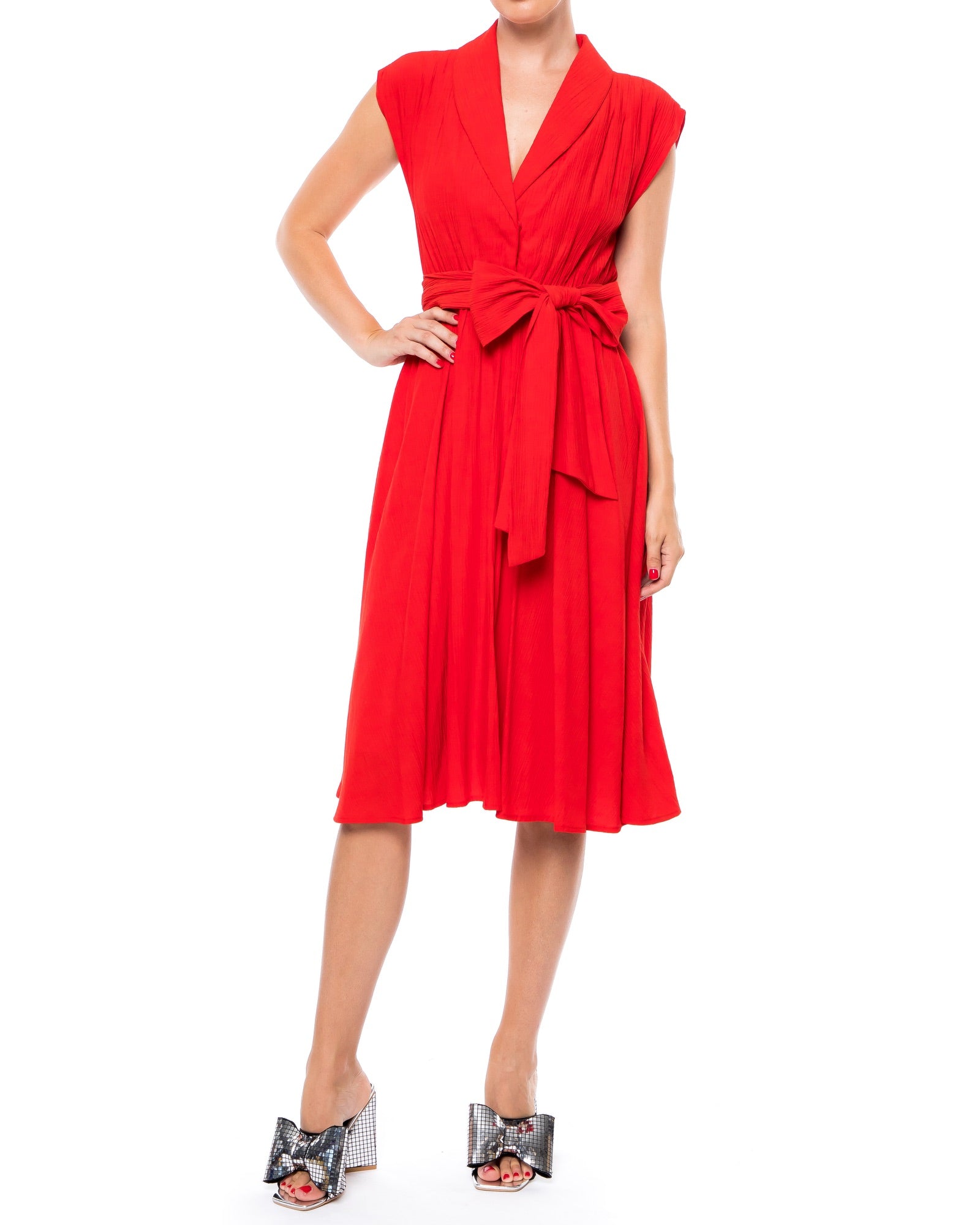  Meghan Los Angeles Honeysuckle Midi Dress - Cherry - Bonton