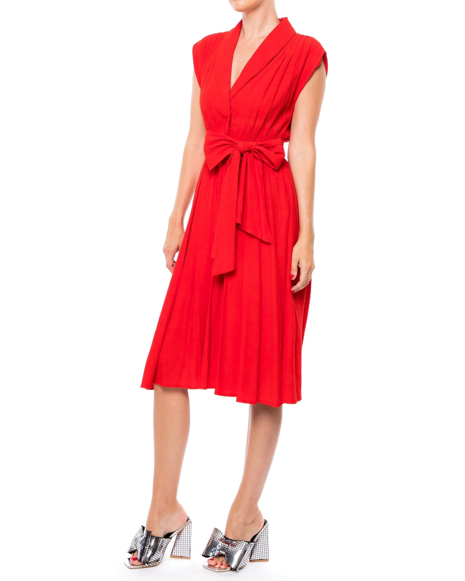  Meghan Los Angeles Honeysuckle Midi Dress - Cherry - Bonton