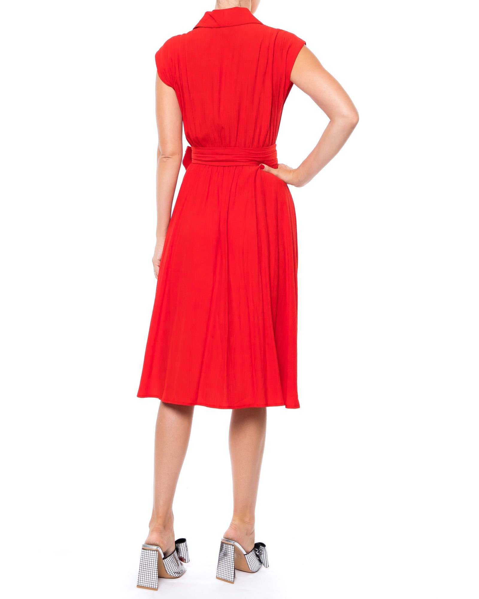  Meghan Los Angeles Honeysuckle Midi Dress - Cherry - Bonton