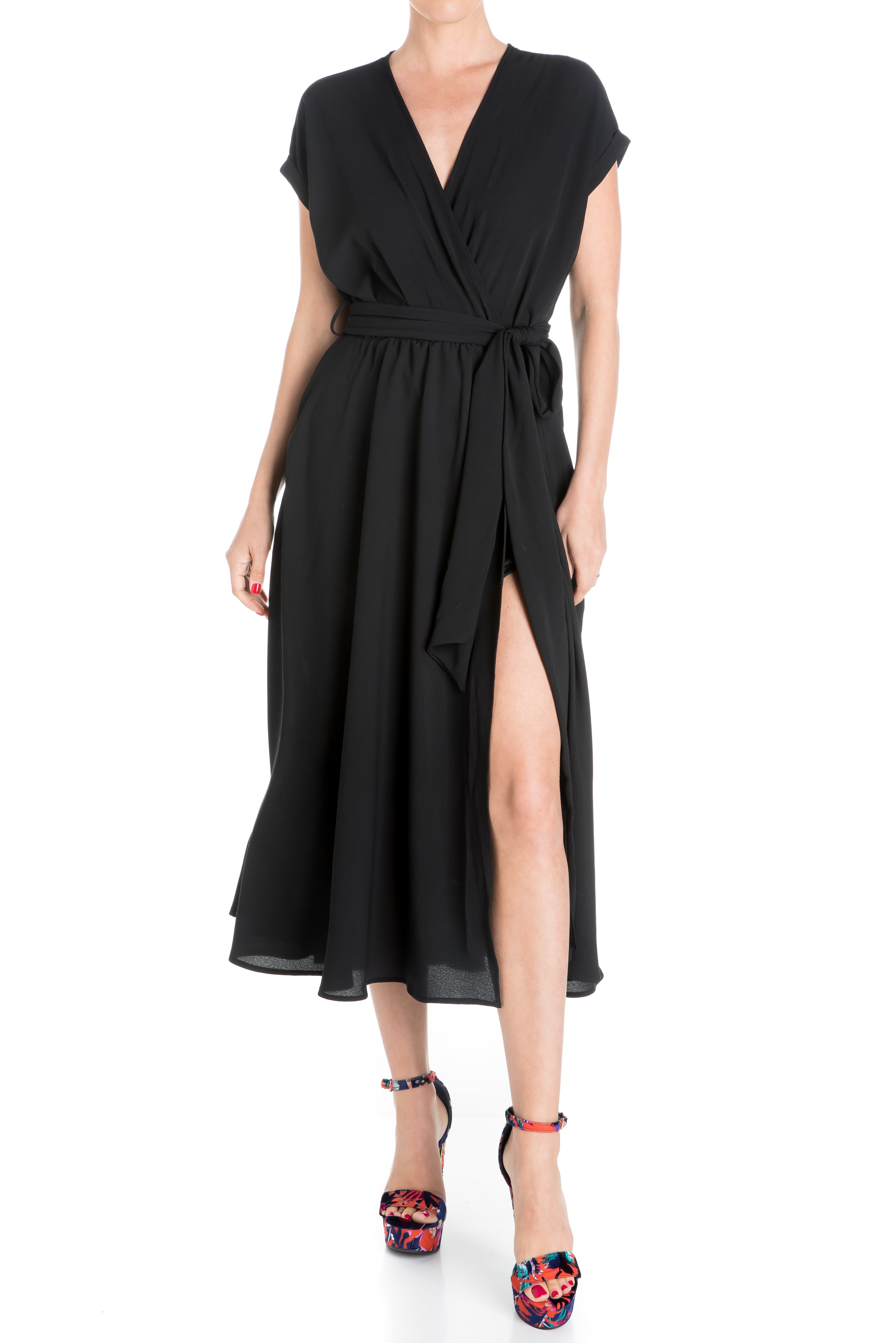  Meghan Los Angeles Jasmine Midi Dress - Black - Bonton