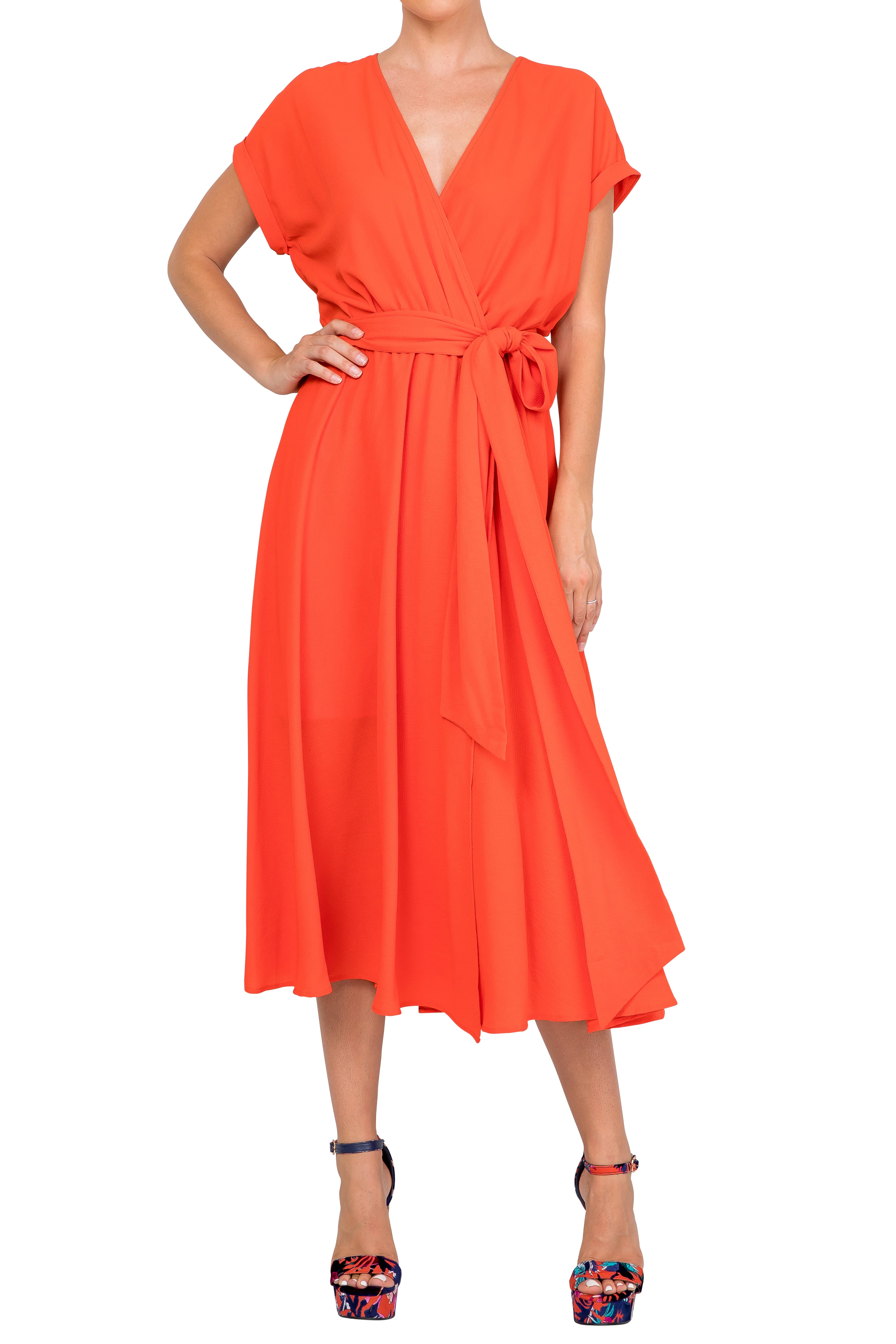  Meghan Los Angeles Jasmine Midi Dress - Flame - Bonton