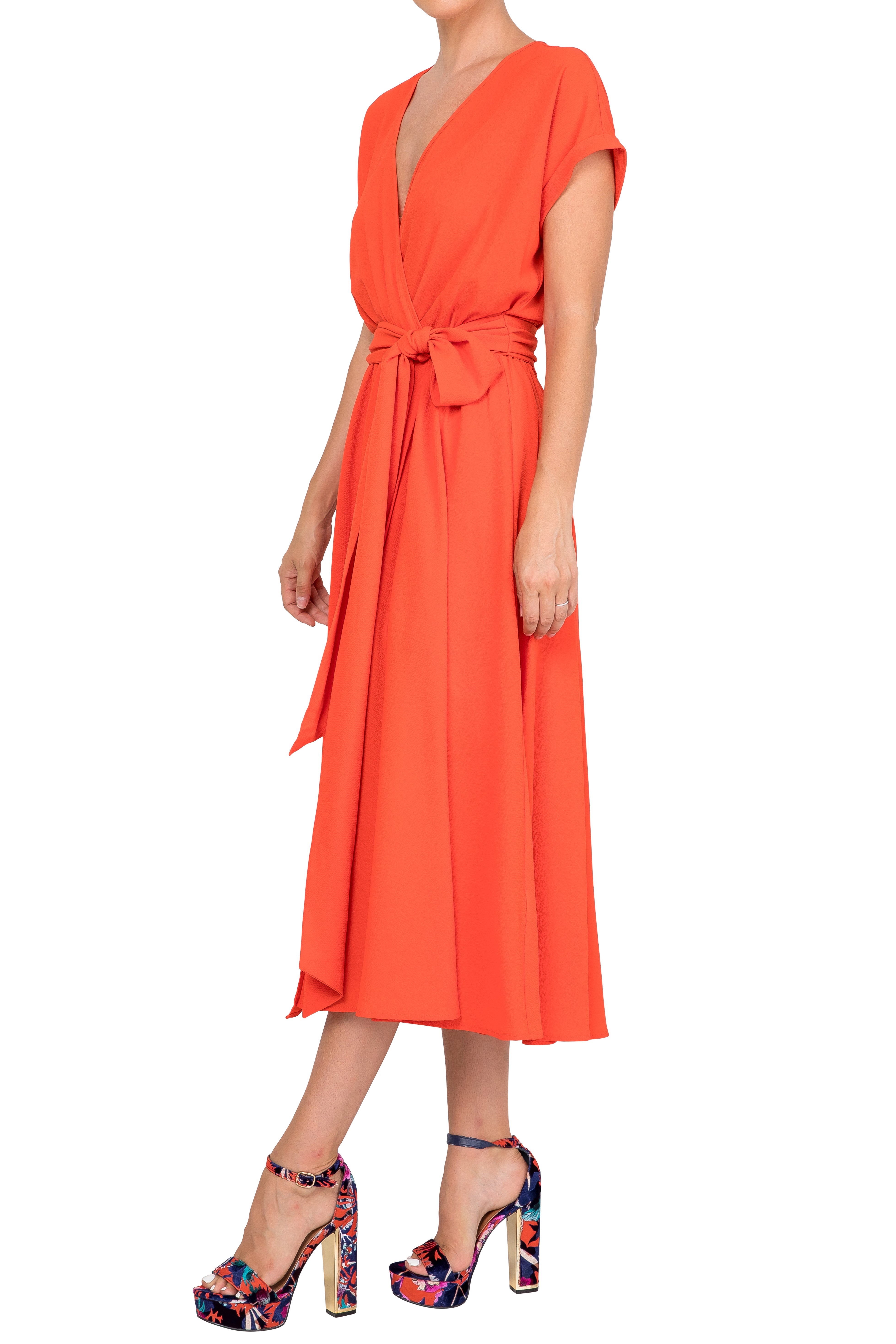  Meghan Los Angeles Jasmine Midi Dress - Flame - Bonton