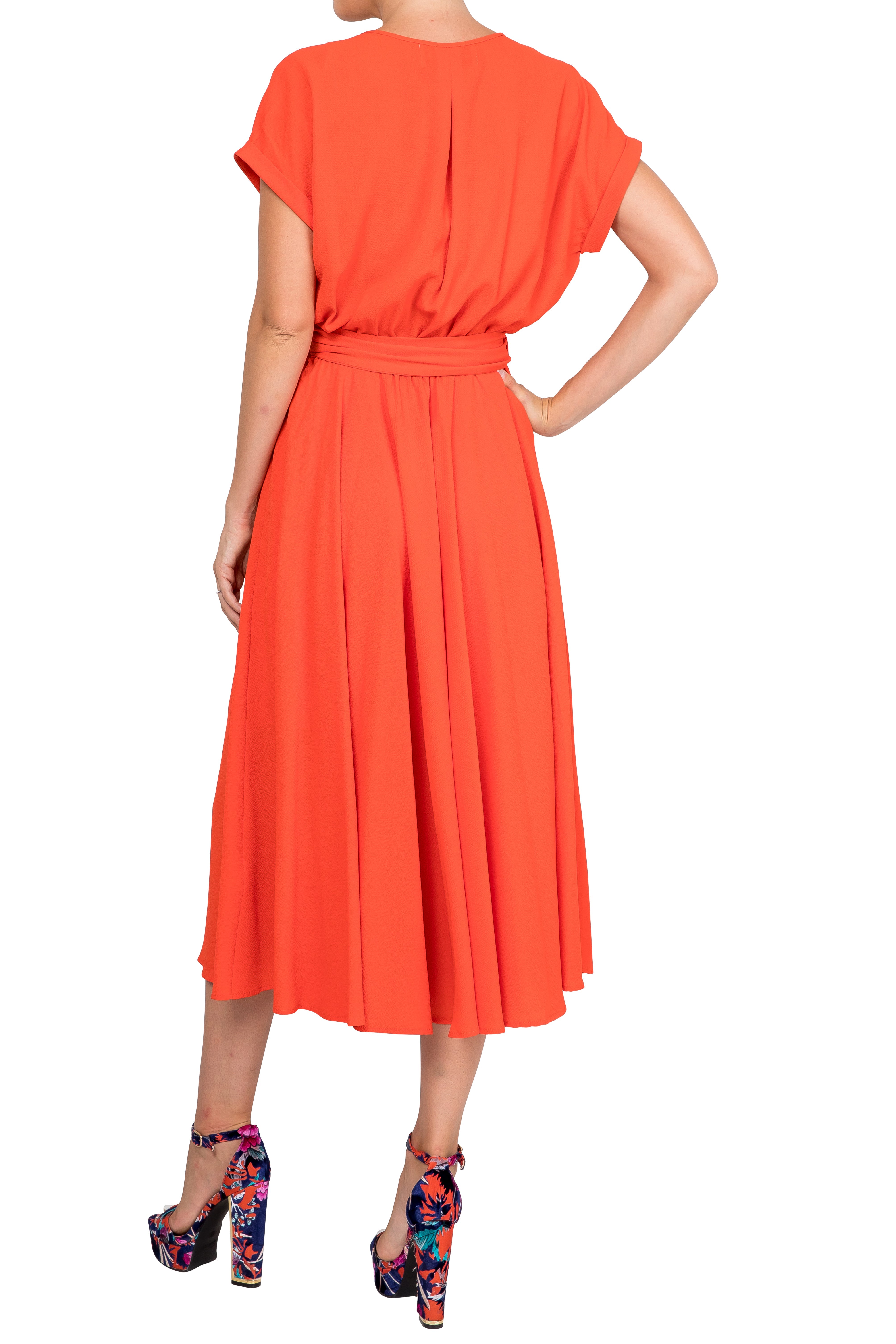  Meghan Los Angeles Jasmine Midi Dress - Flame - Bonton