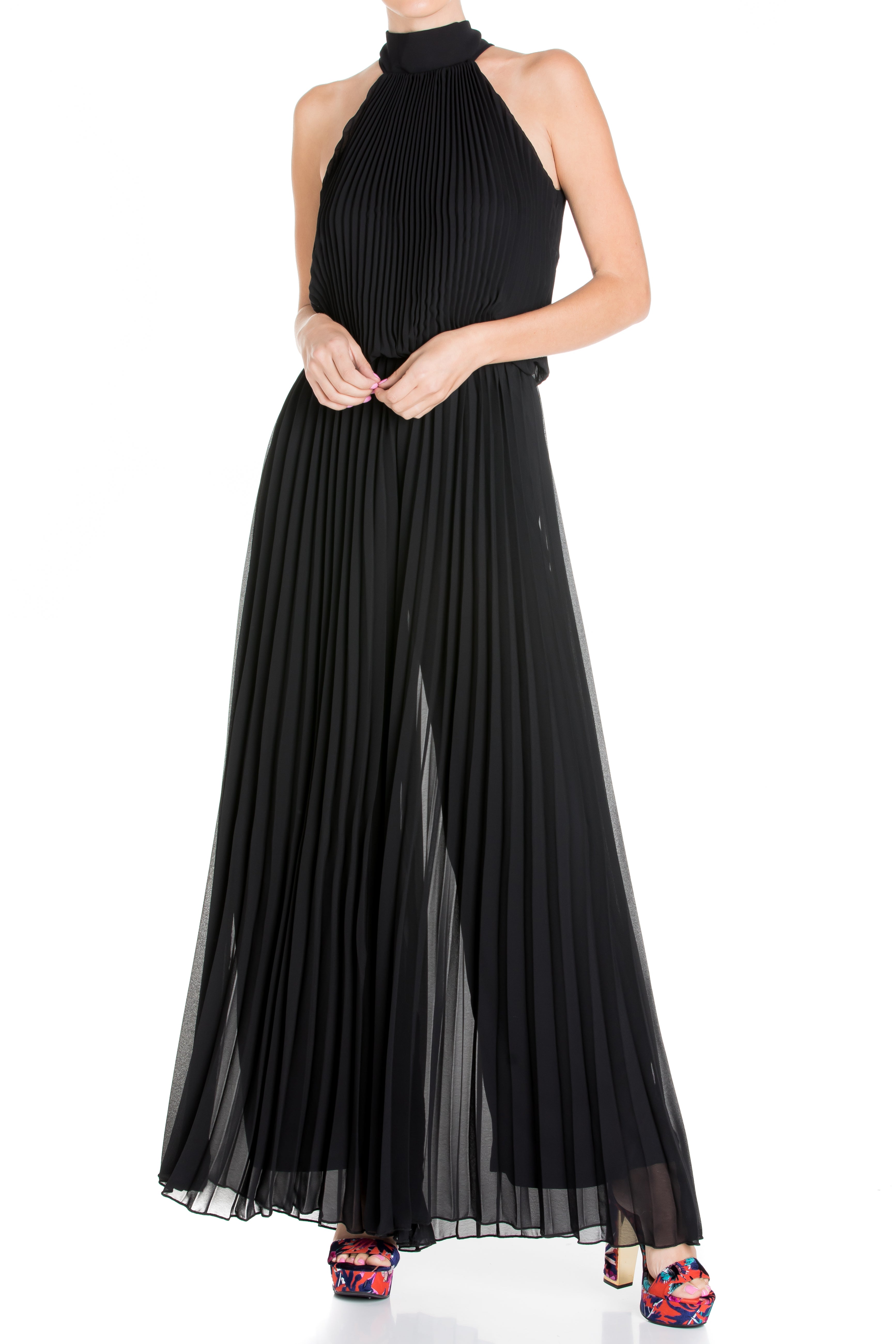  Meghan Los Angeles Wild Orchid Pleat Jumpsuit - Black - Bonton