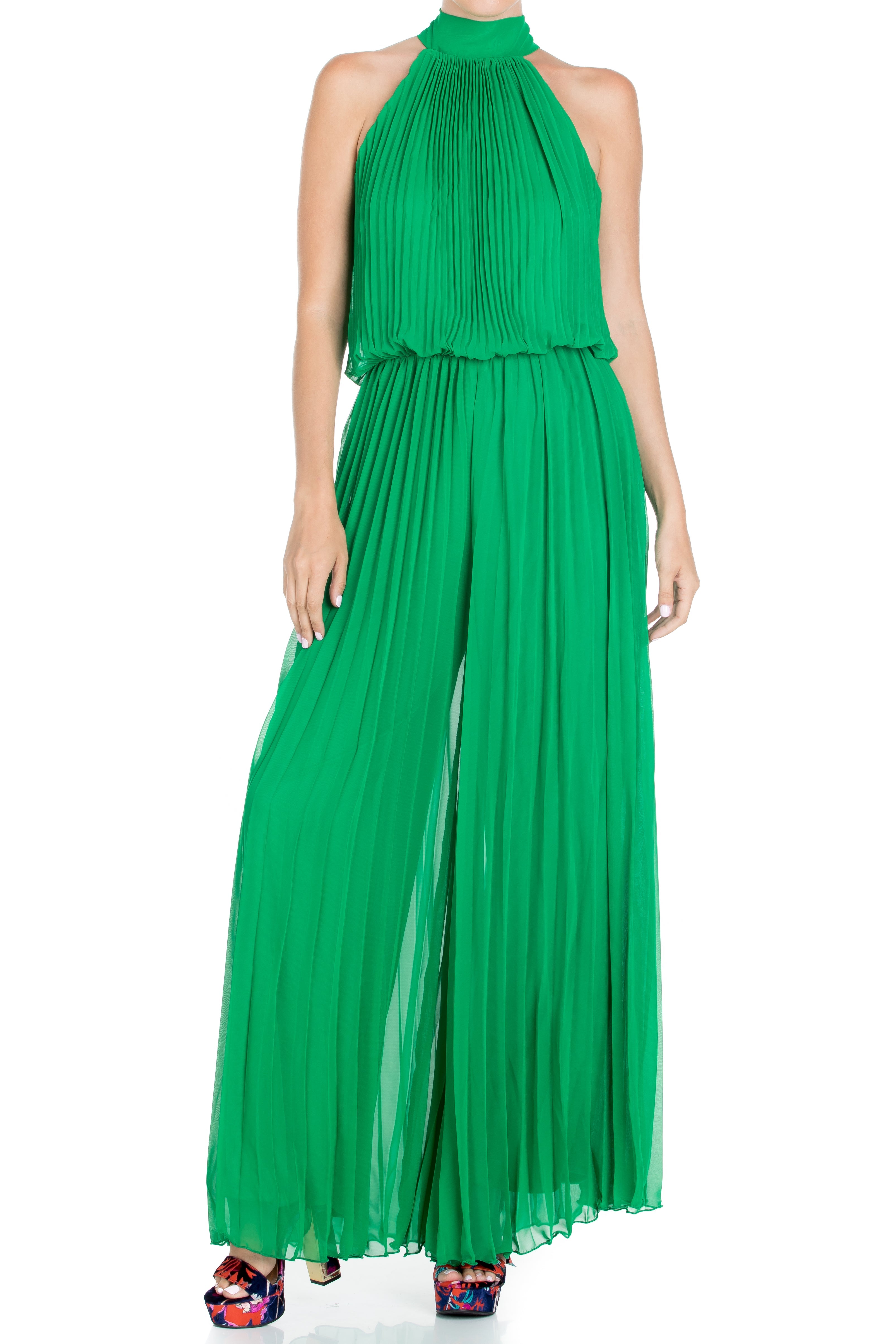  Meghan Los Angeles Wild Orchid Pleat Jumpsuit - Emerald - Bonton