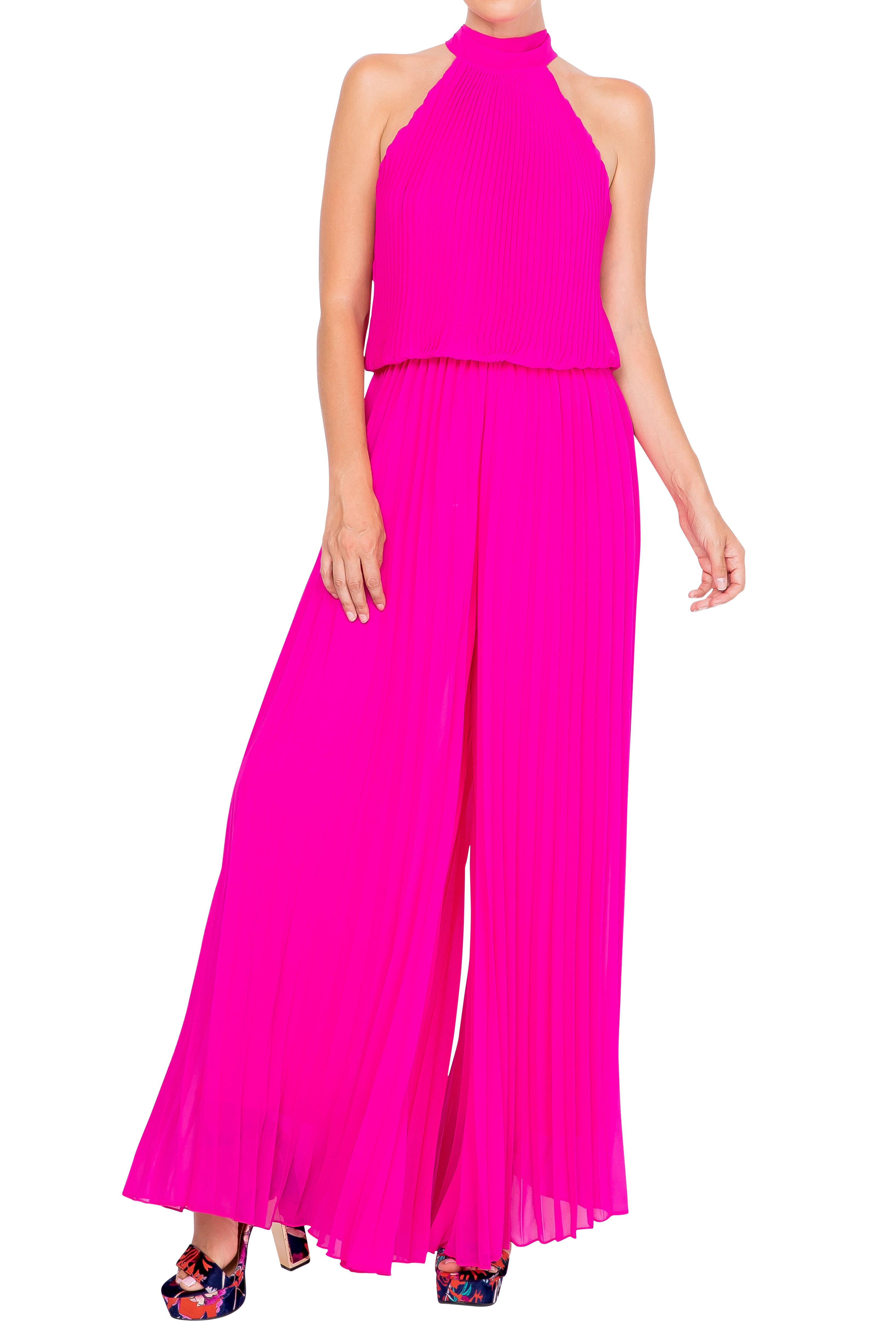  Meghan Los Angeles Wild Orchid Pleat Jumpsuit - Magenta - Bonton