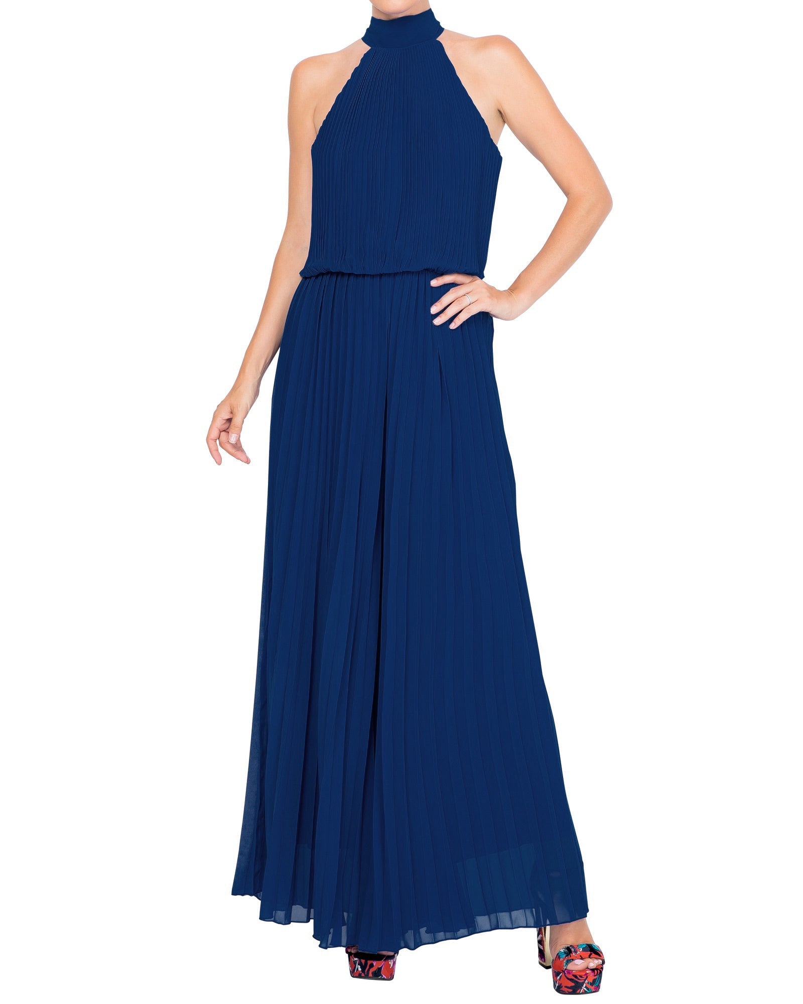  Meghan Los Angeles Wild Orchid Pleat Jumpsuit - Navy - Bonton