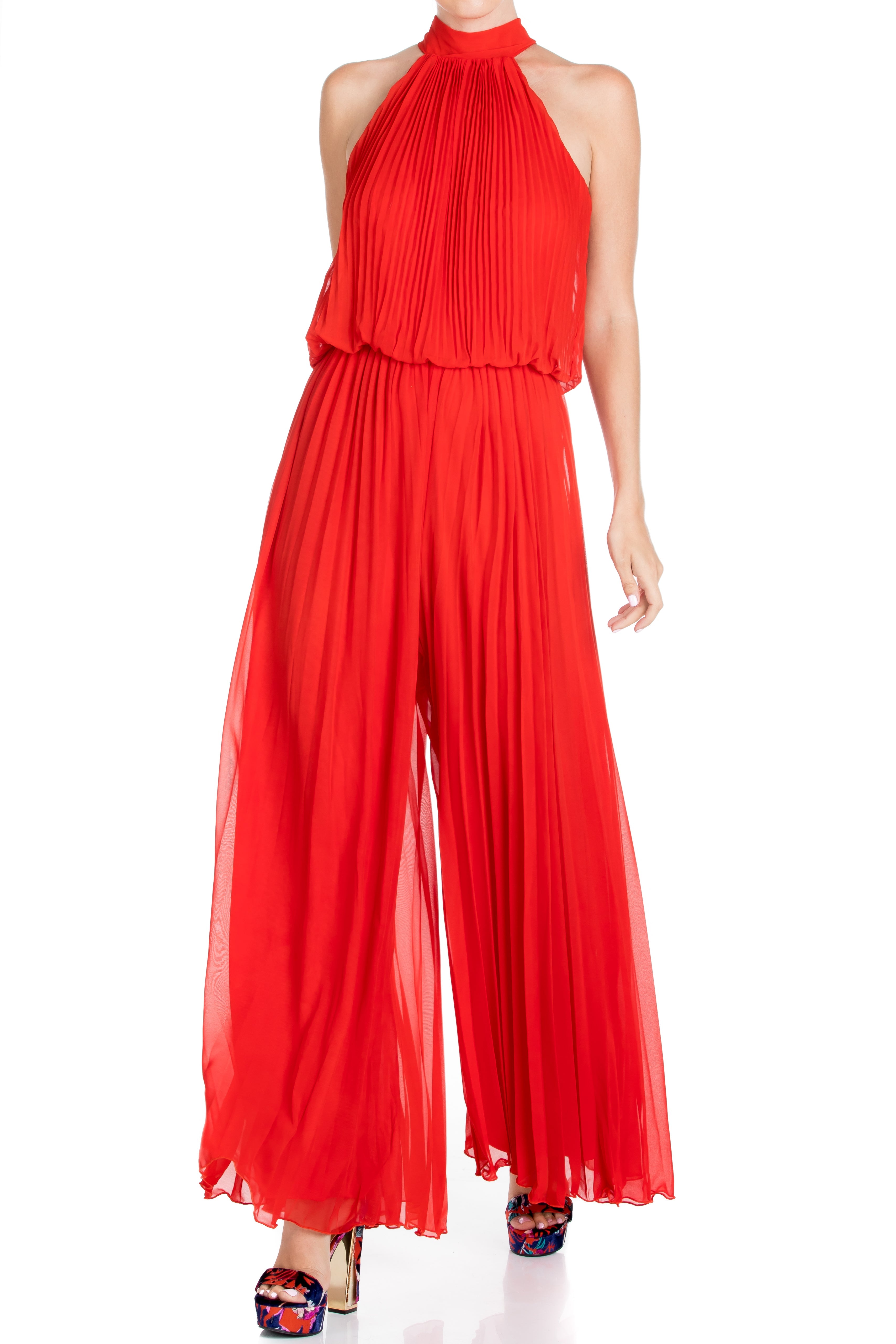  Meghan Los Angeles Wild Orchid Pleat Jumpsuit - Tomato - Bonton