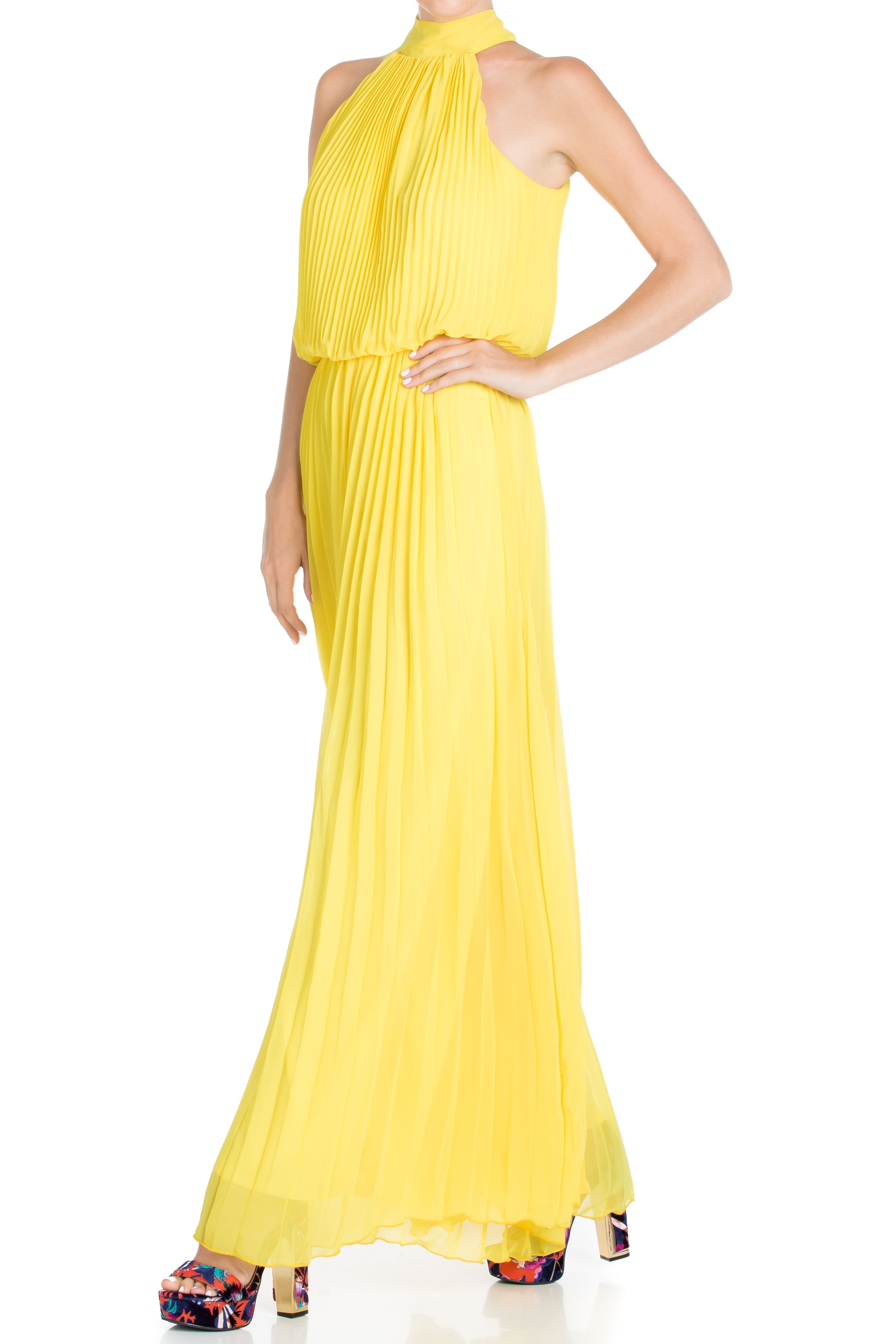  Meghan Los Angeles Wild Orchid Pleat Jumpsuit - Yellow - Bonton