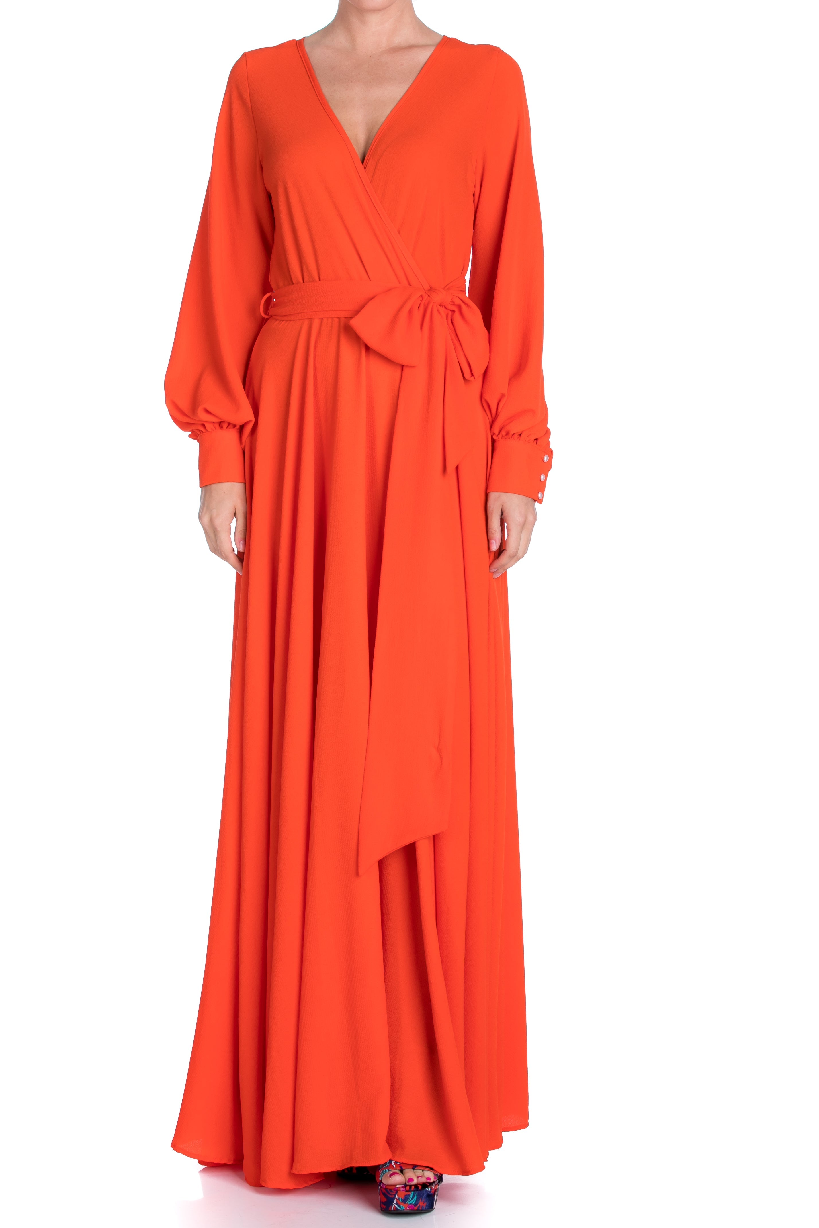  Meghan Los Angeles LilyPad Maxi Dress - Flame - Bonton