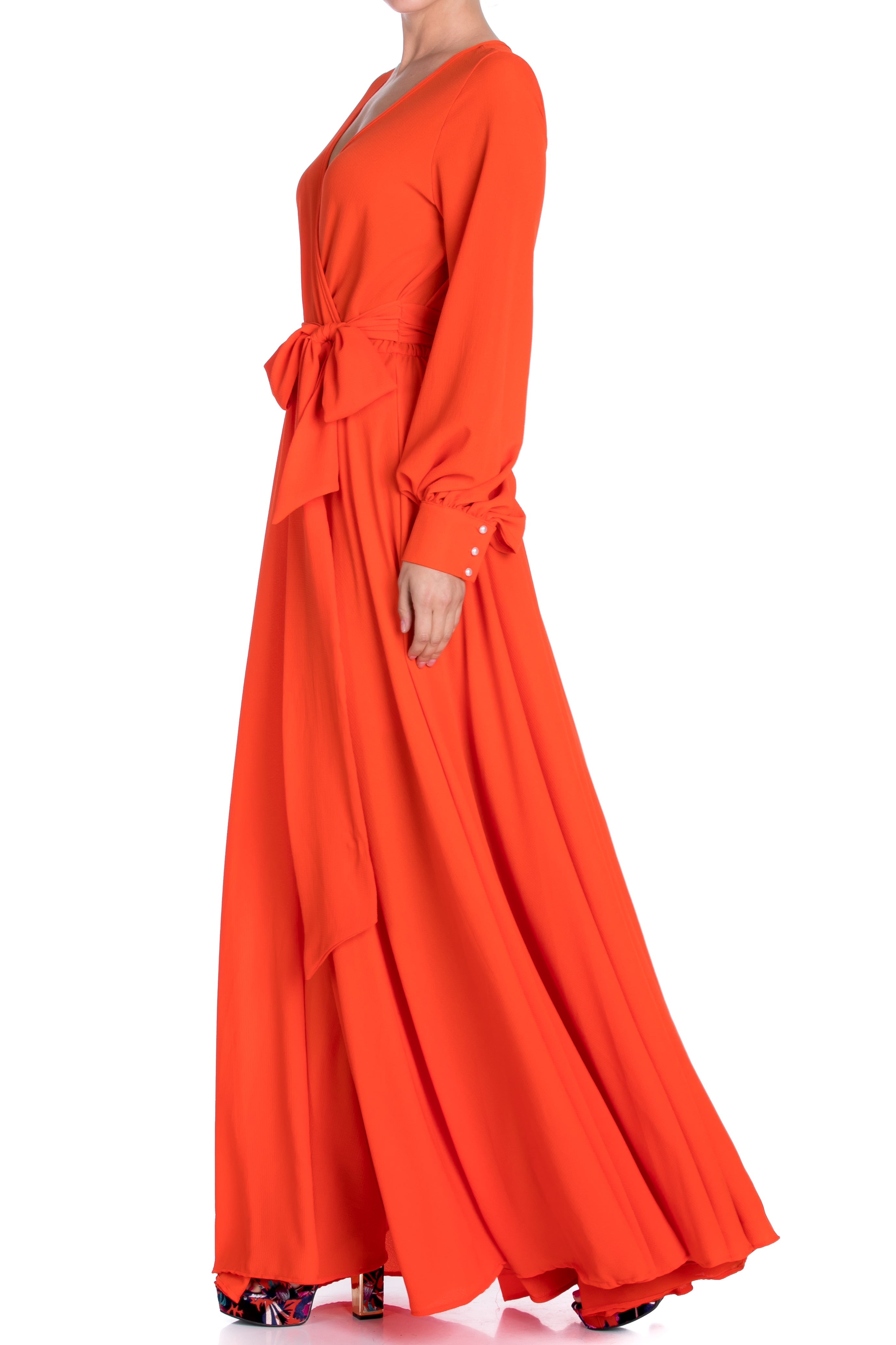  Meghan Los Angeles LilyPad Maxi Dress - Flame - Bonton