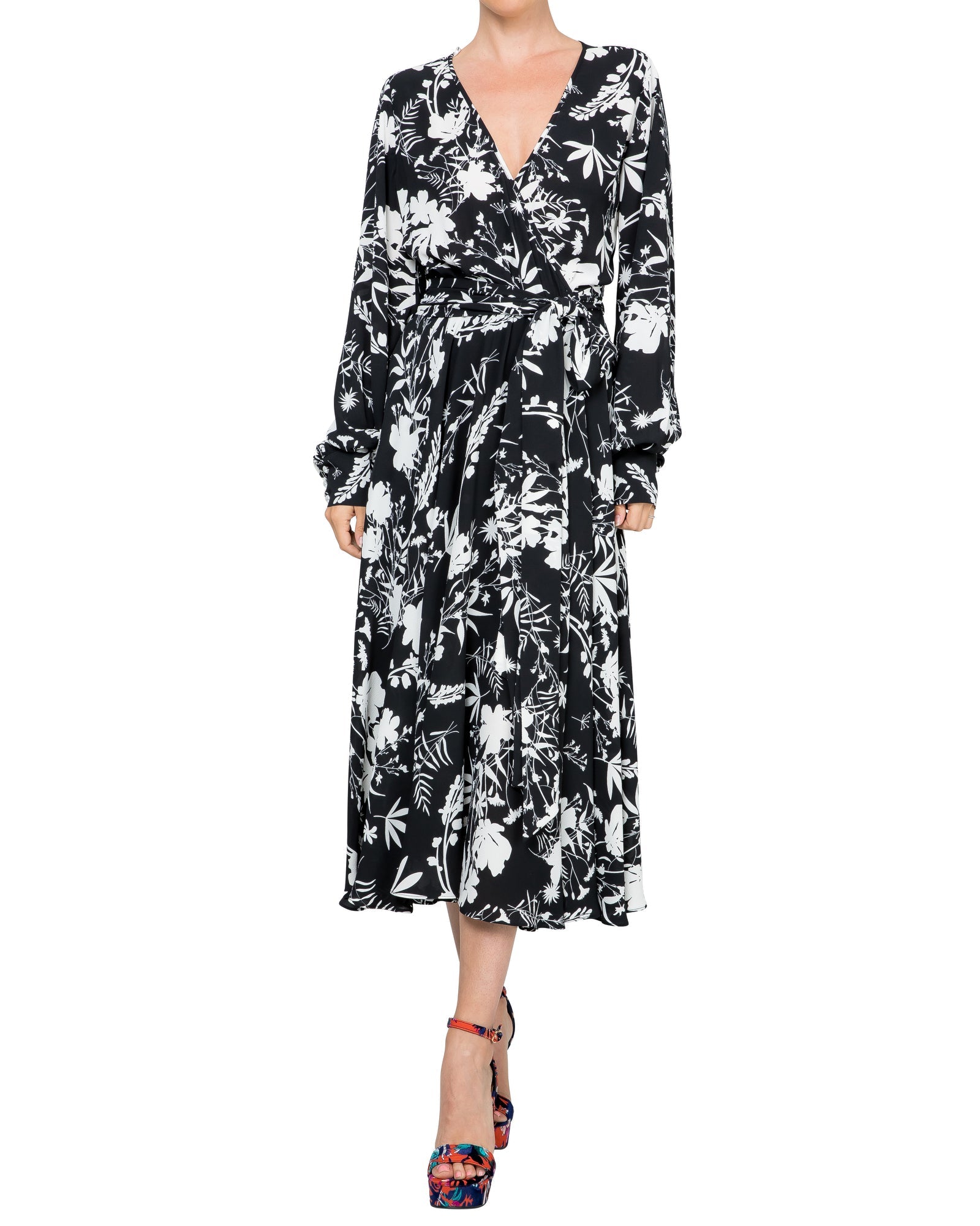  Meghan Los Angeles LilyPad Midi Dress - Dahlia Black - Bonton