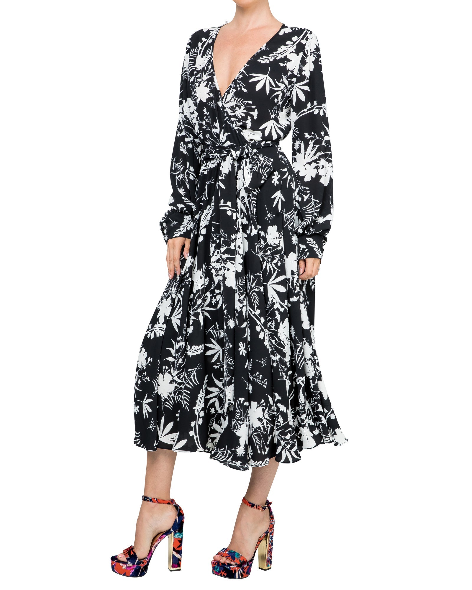  Meghan Los Angeles LilyPad Midi Dress - Dahlia Black - Bonton