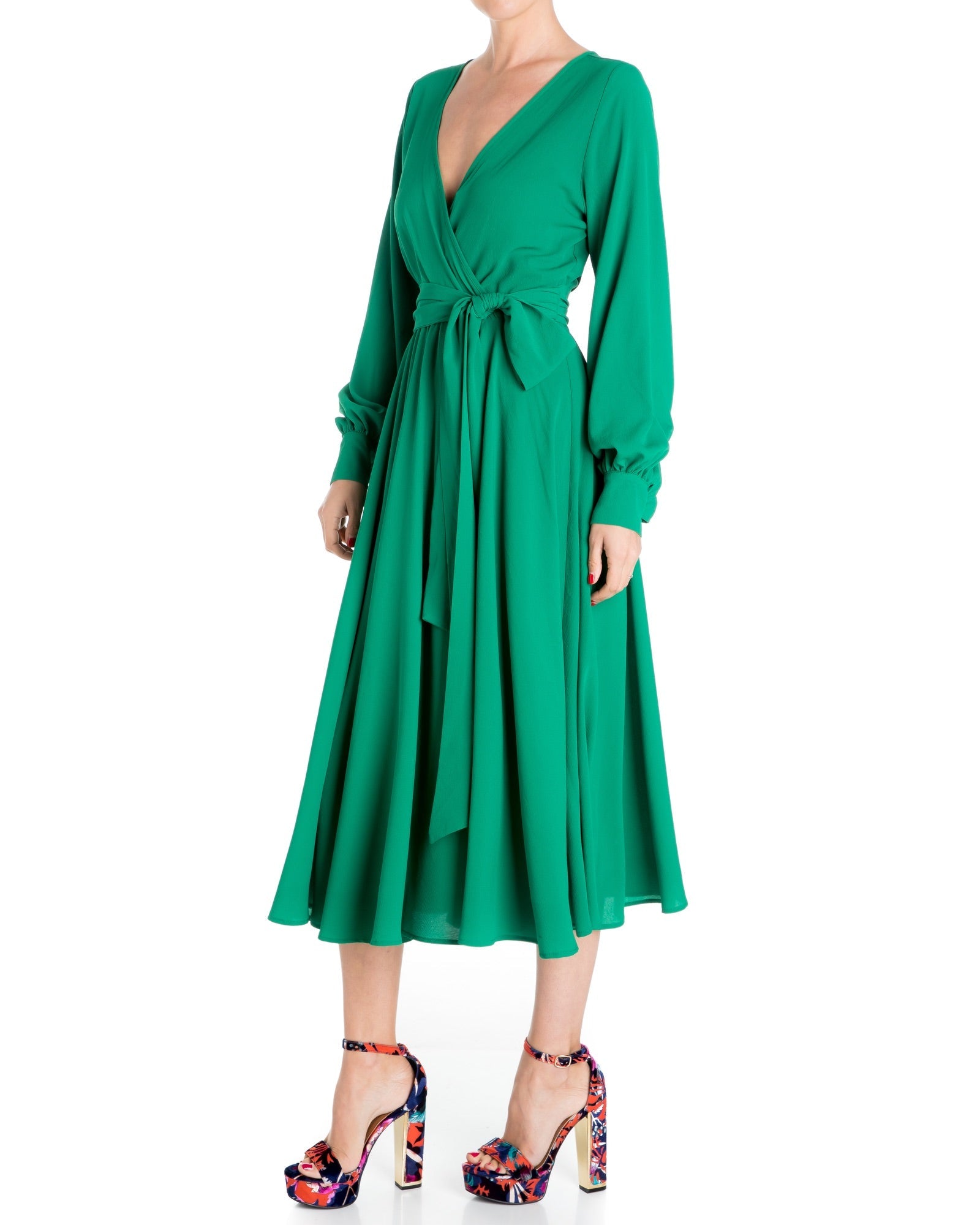  Meghan Los Angeles LilyPad Midi Dress - Emerald - Bonton