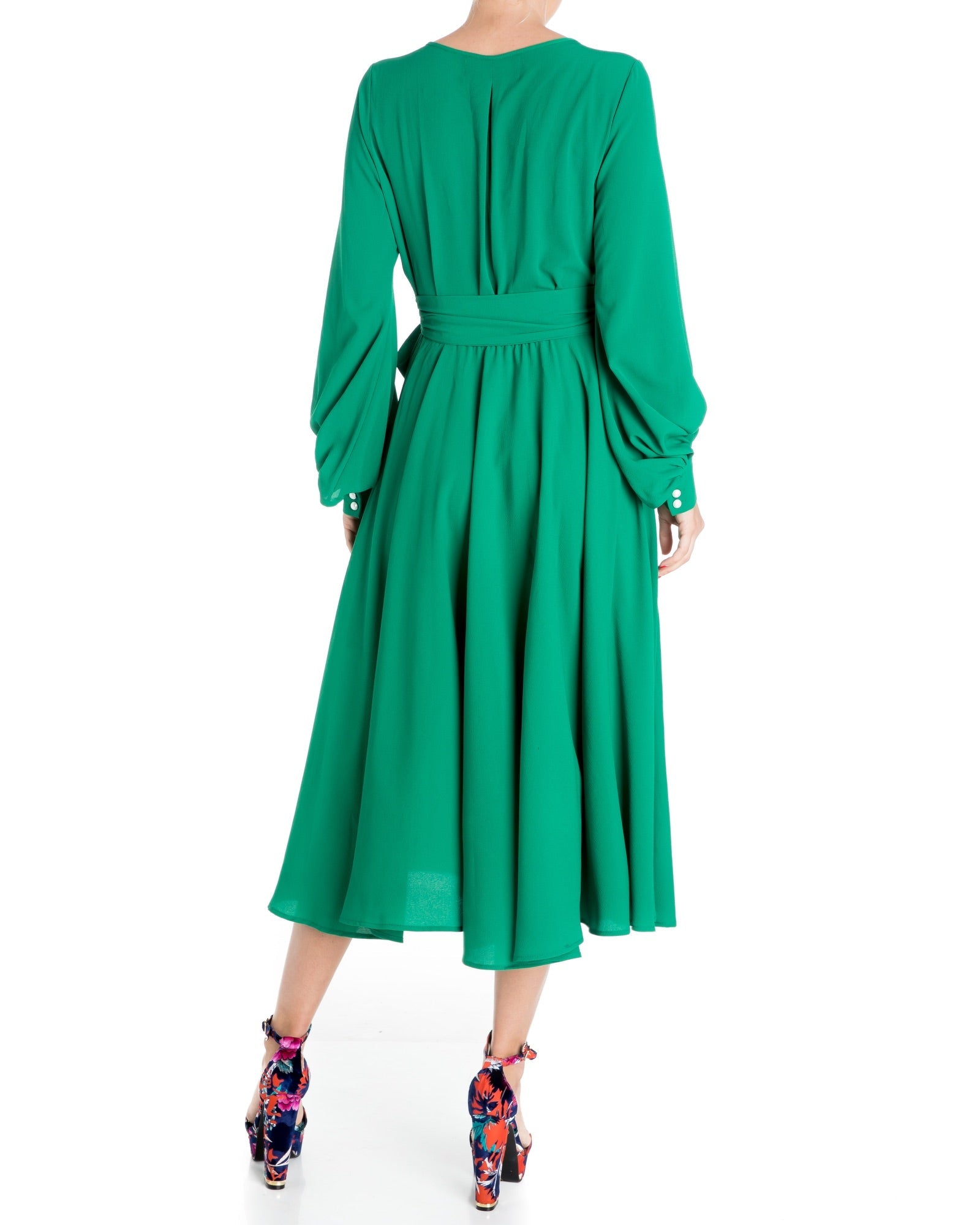  Meghan Los Angeles LilyPad Midi Dress - Emerald - Bonton