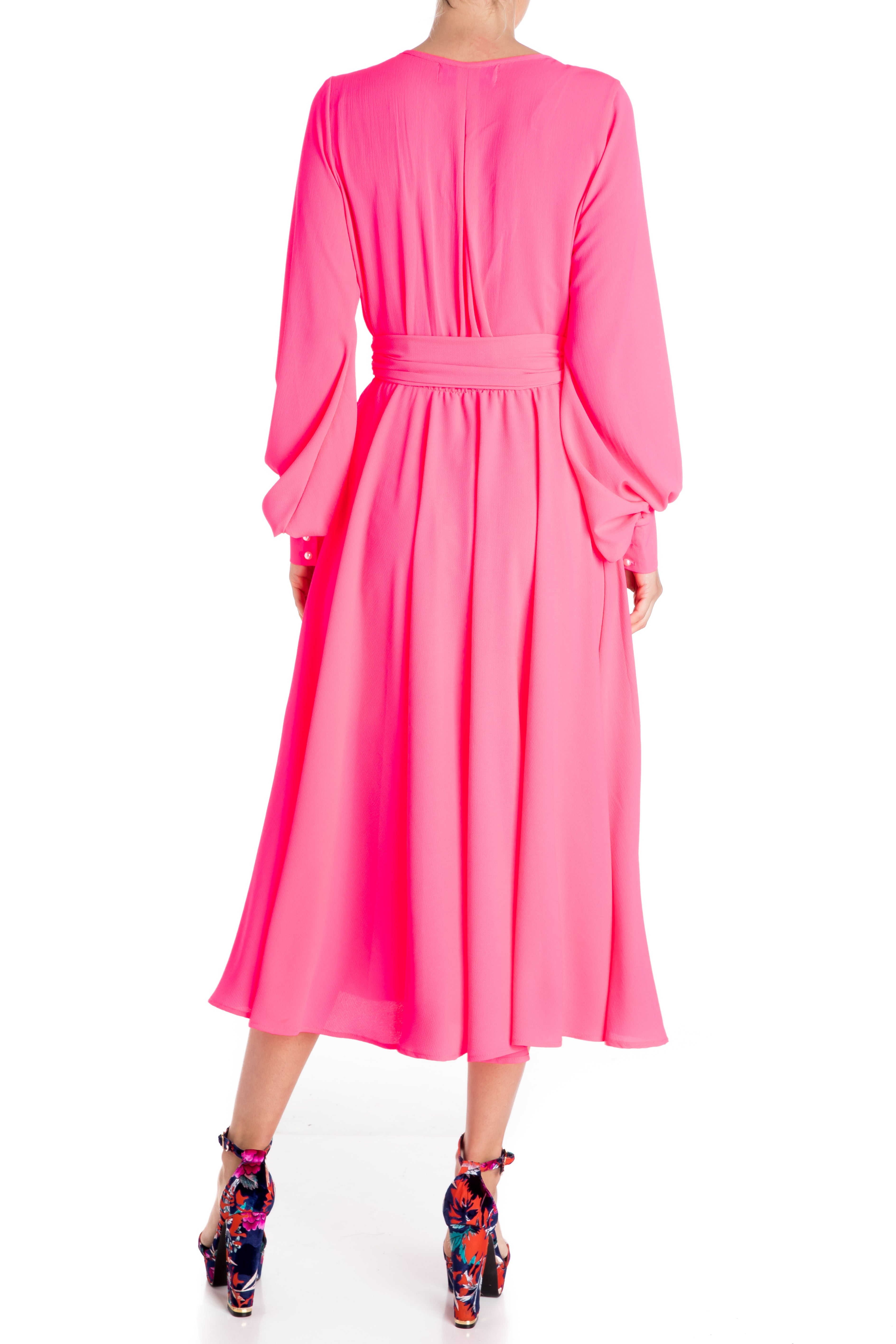  Meghan Los Angeles LilyPad Midi Dress - Neon Pink - Bonton