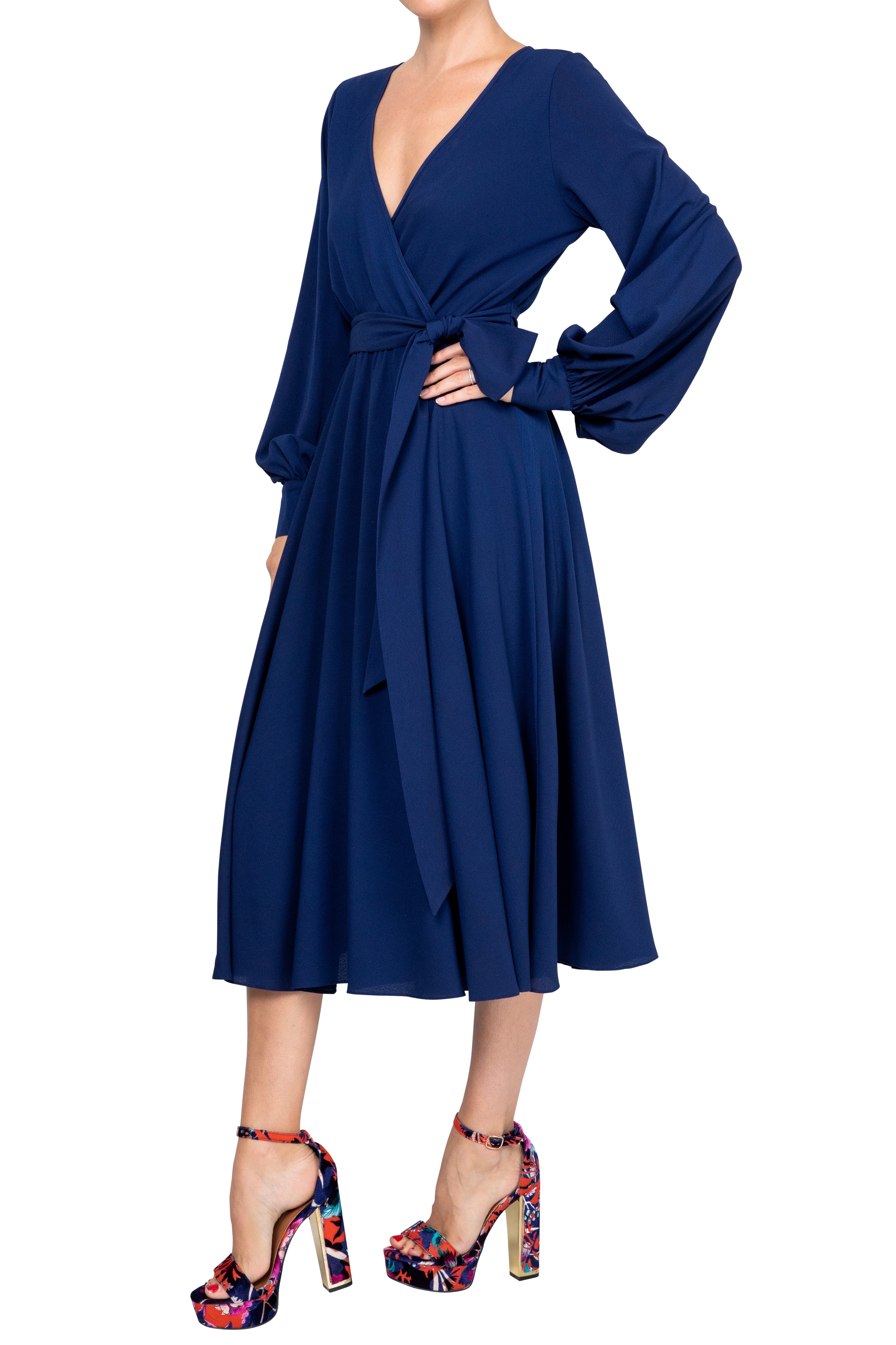  Meghan Los Angeles LilyPad Midi Dress - Navy - Bonton