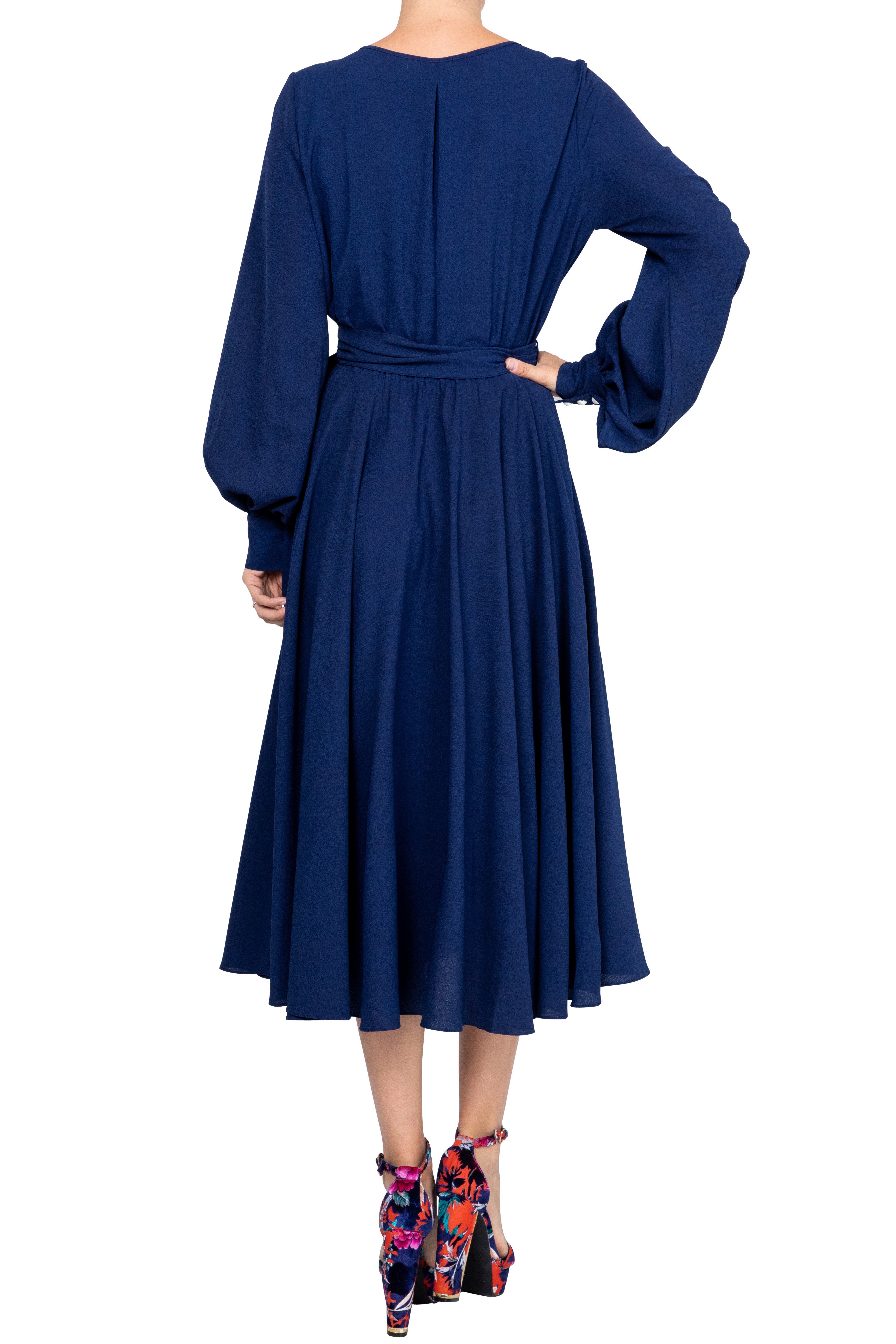  Meghan Los Angeles LilyPad Midi Dress - Navy - Bonton