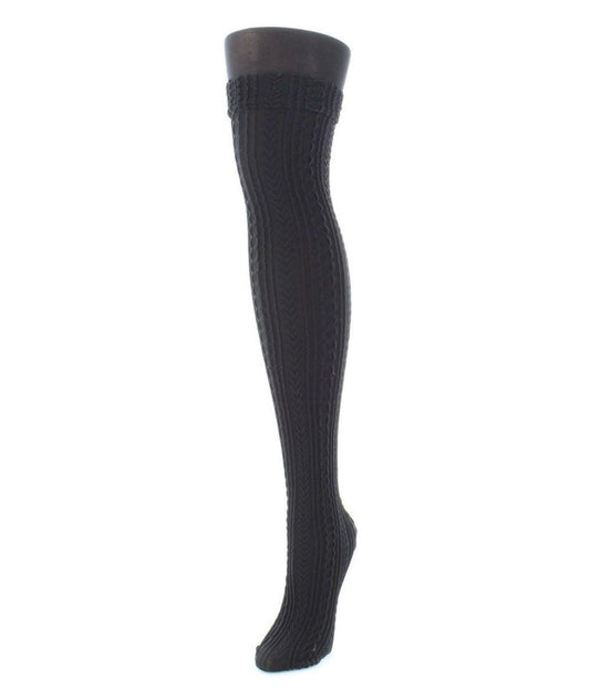 Textured Chains Opaque Tights Black-Black