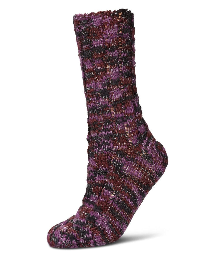 Color Bunch Chunky Knit Boot Socks Purple | BONTON