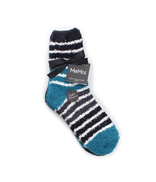 StripeSet Fuzzy Socks 2-Pack Ocean Depths