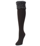 Angel Ribbed Knee High Sock with Soft Cuff Black