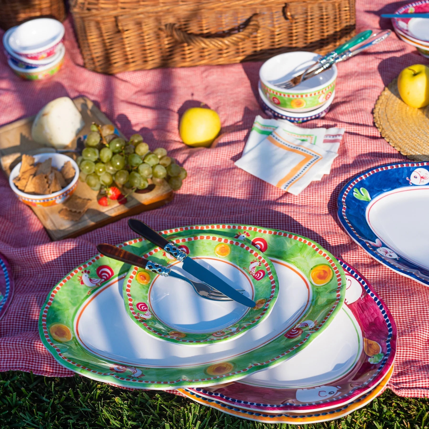  Vietri Melamine Campagna Gallina Salad Plate - Green - Bonton