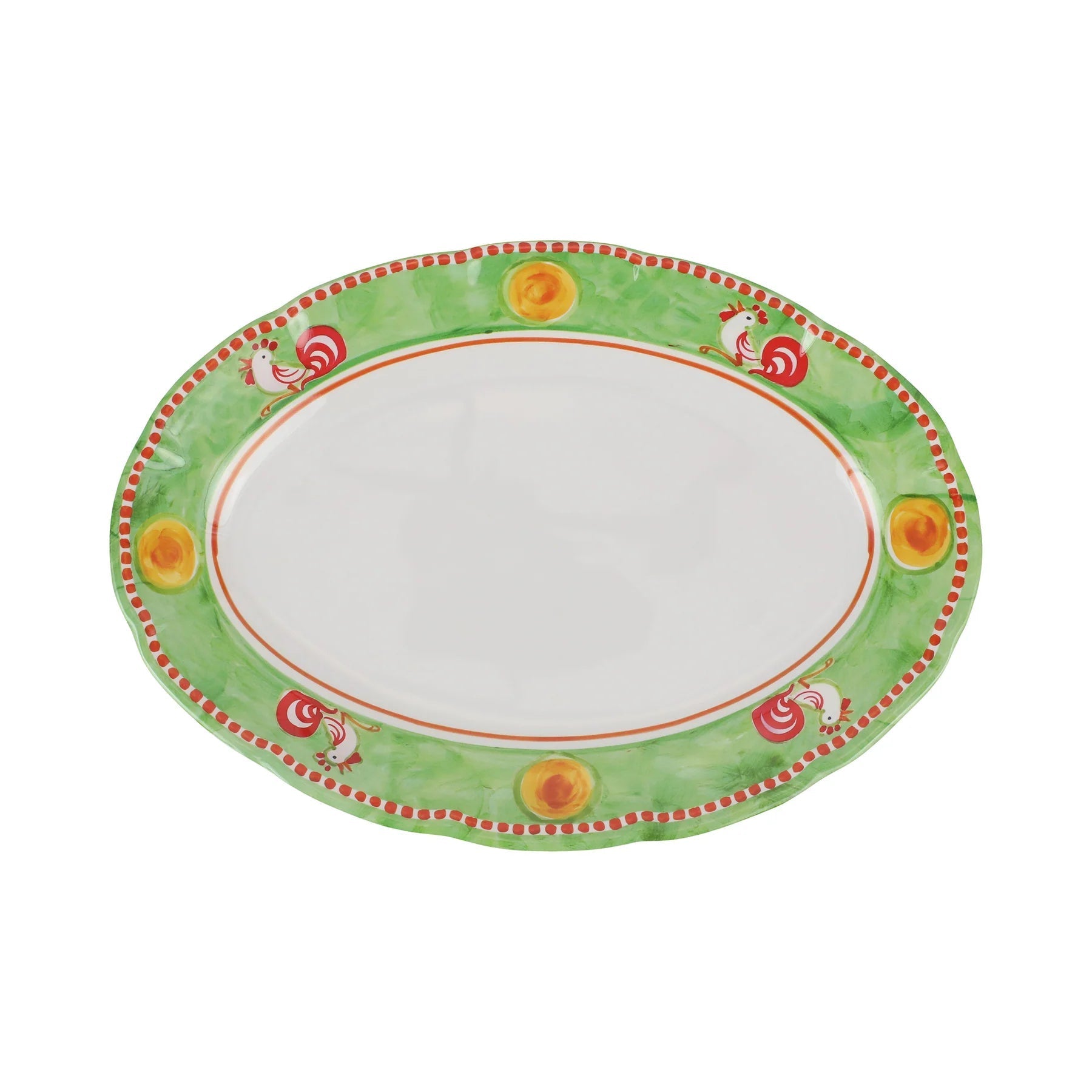  Vietri Melamine Campagna Gallina Oval Platter - Green - Bonton