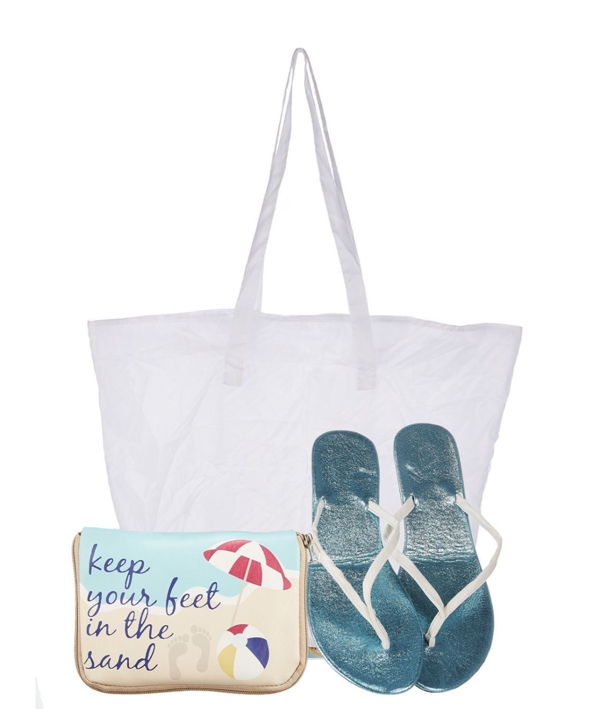 Keep Your Feet in the Sand Foldable Flats Pouch Set Blue