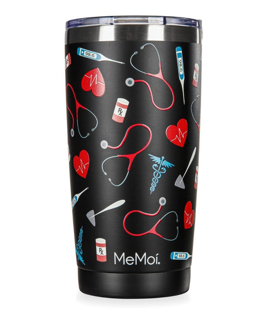 Thermal Insulated Stainless Steel Medical Pattern 20 Oz Coffee Tumbler Black