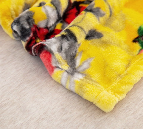 DaDa Bedding Yellow Farmhouse Rustic Spring Floral Hummingbirds Soft Fleece Throw Blanket (925) - DaDa Bedding Collection