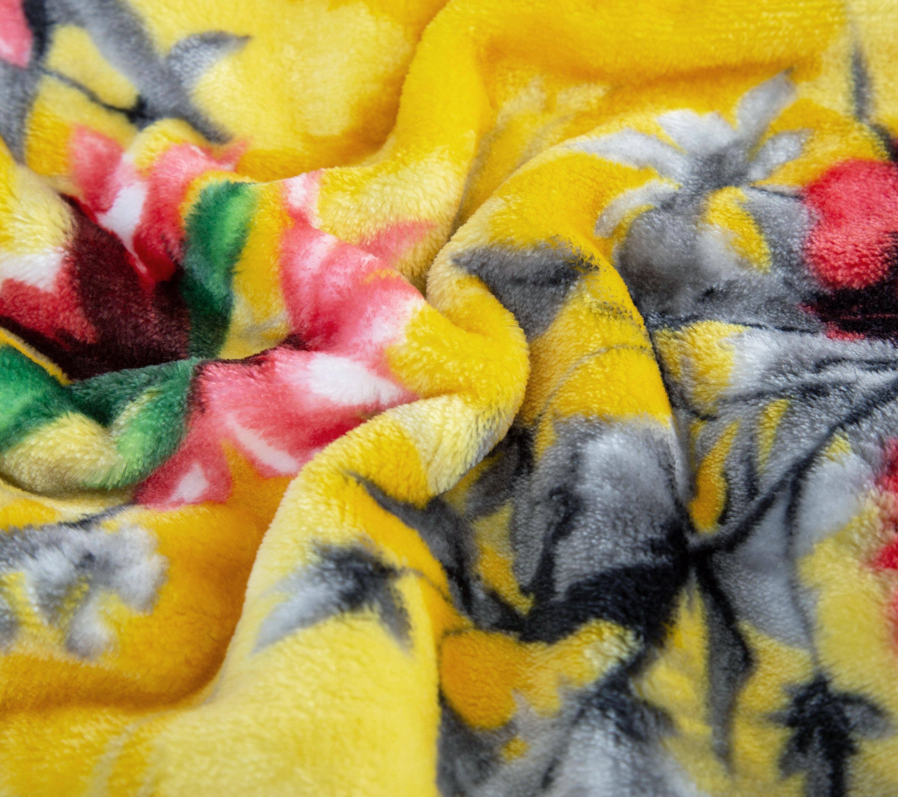  DaDa Bedding Collection DaDa Bedding Yellow Farmhouse Rustic Spring Floral Hummingbirds Soft Fleece Throw Blanket (925) by DaDa Bedding Collection - 50