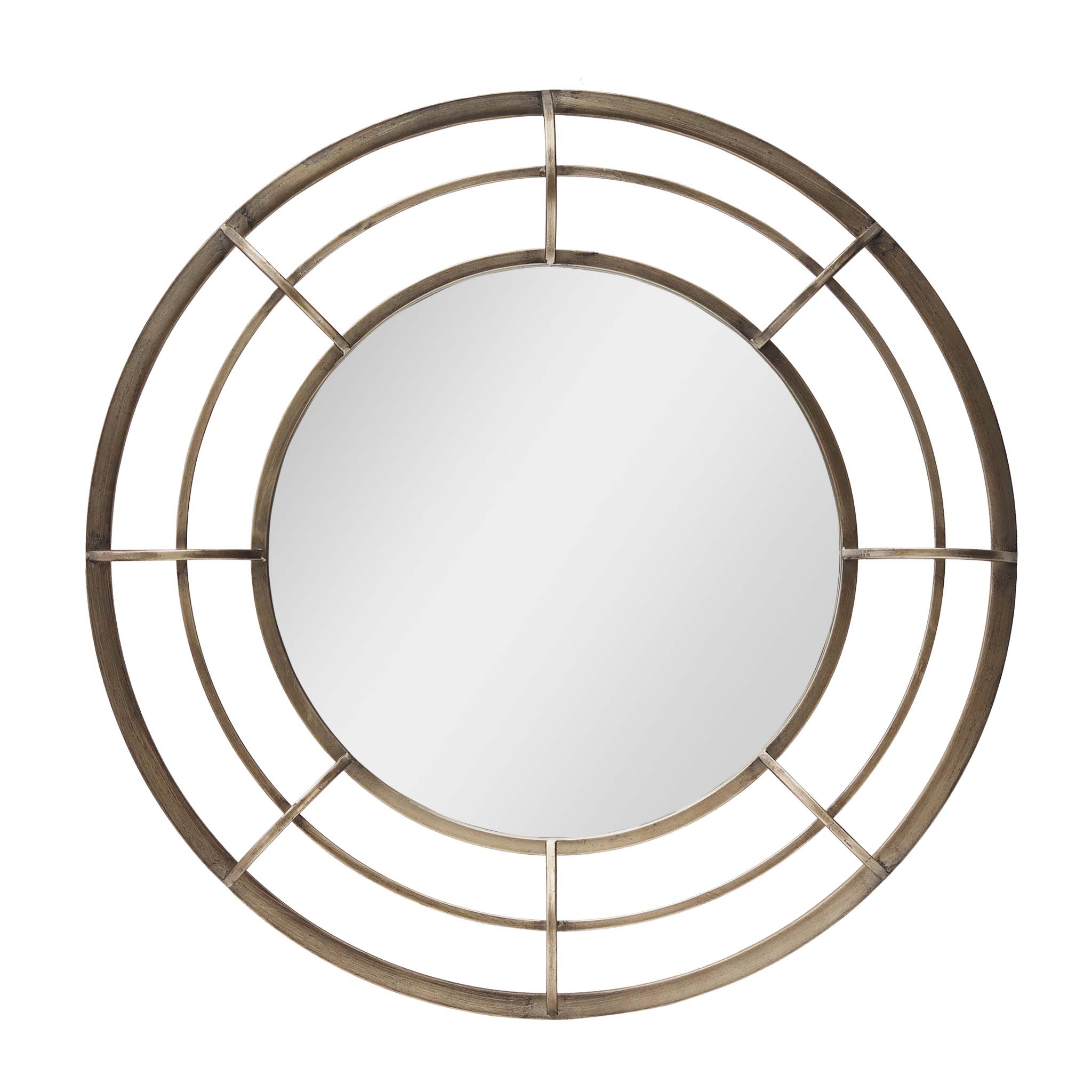  Paris Loft Antique Bronze Geometric Metal Round Wall Mirror - Bronze - Bonton