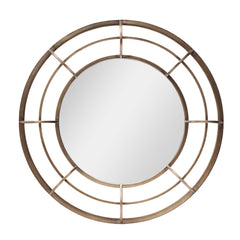 Antique Bronze Geometric Metal Round Wall Mirror