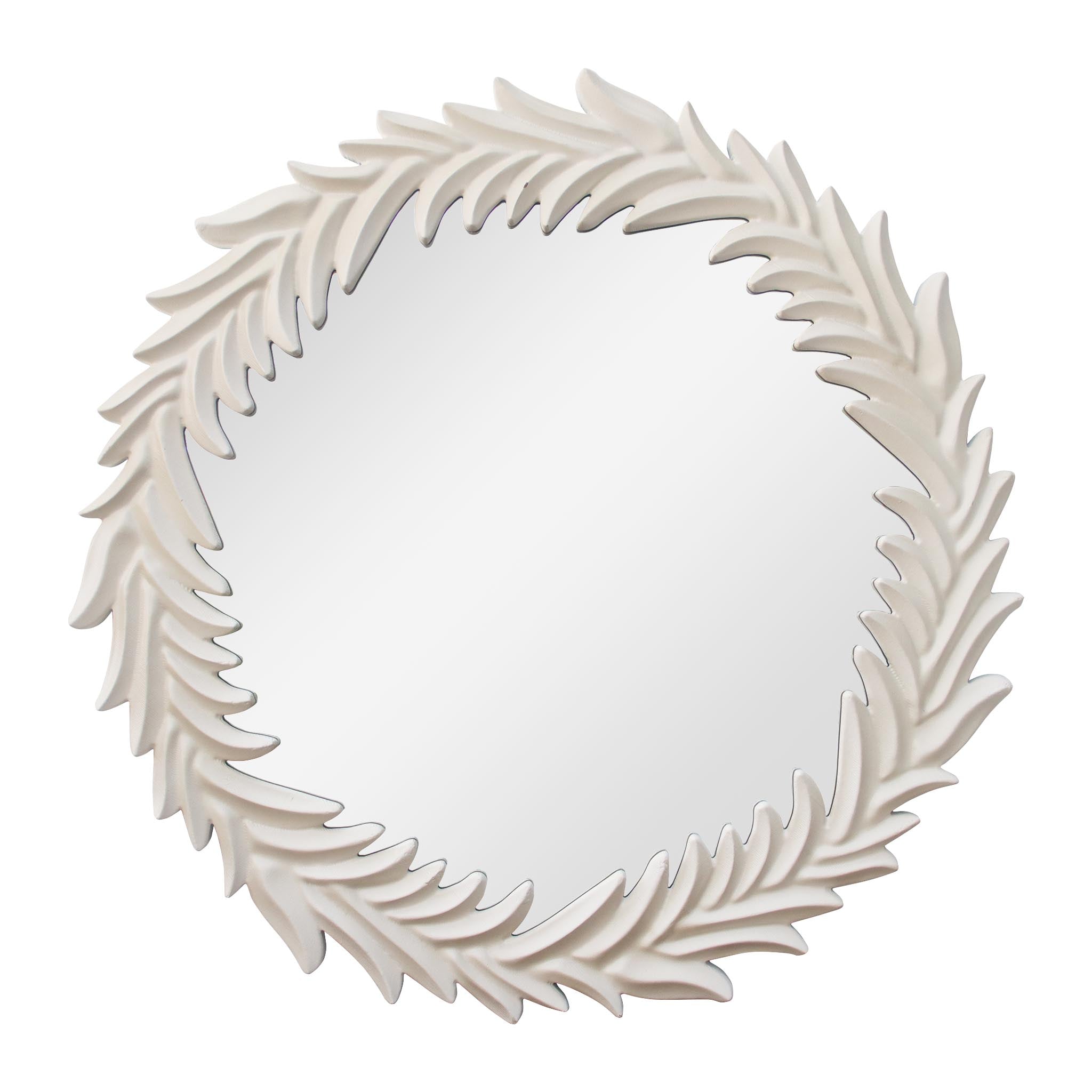  Paris Loft Classic White Wreath Wood Wall Mirror - White - Bonton