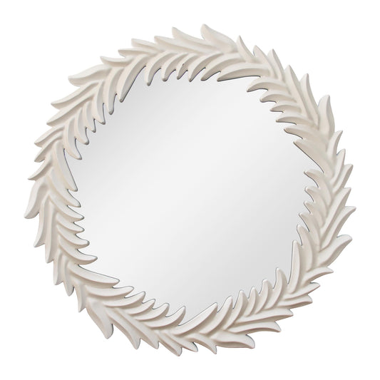 Classic White Wreath Wood Wall Mirror