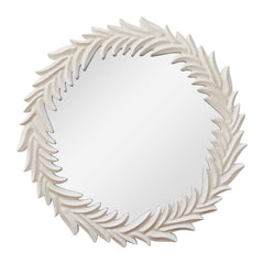 Classic White Wreath Wood Wall Mirror